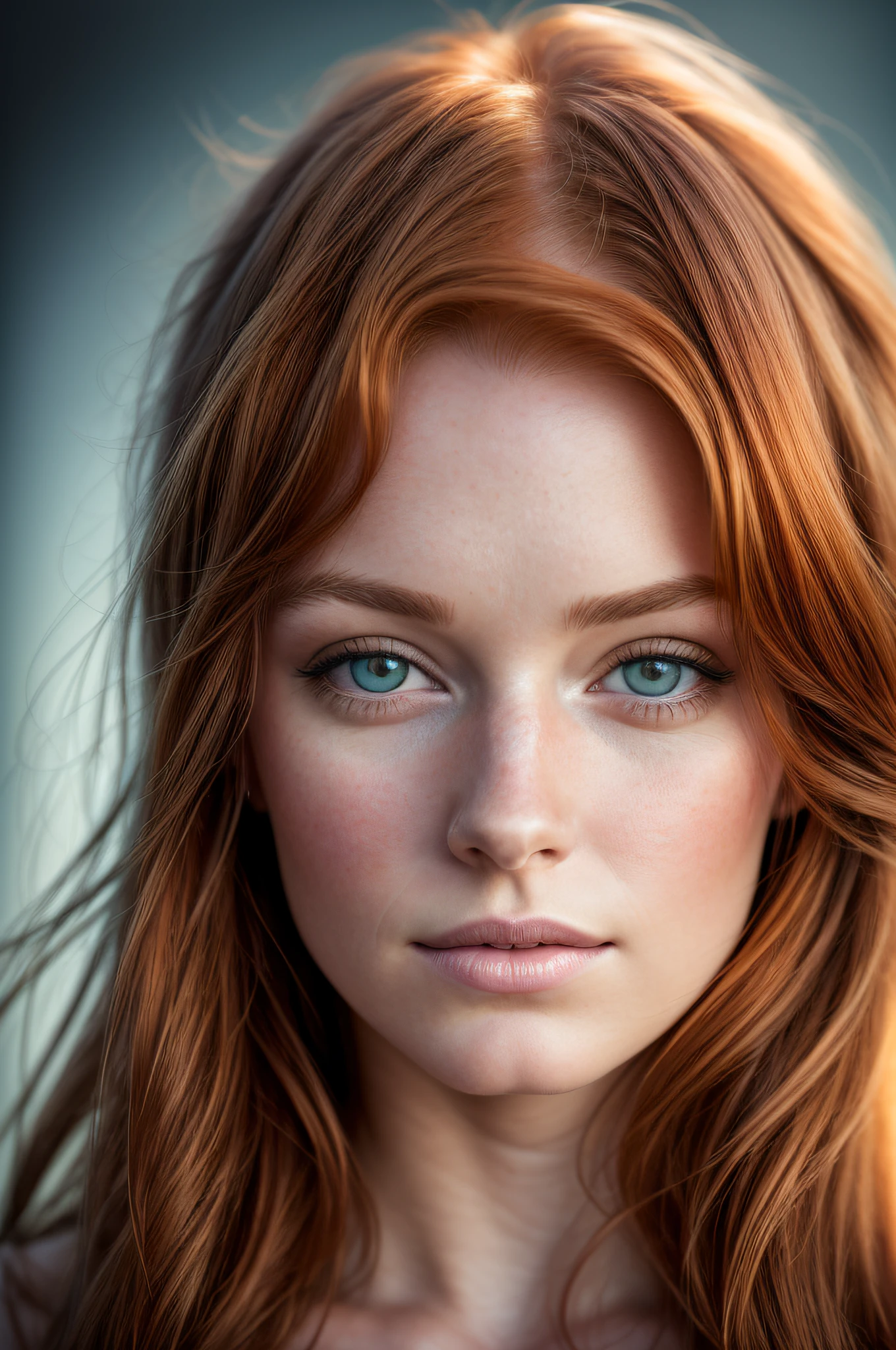 ((Rousse)) ((top view)) a portrait photograph of a beautiful (young) woman, award winning photo, best quality, portrait by annie leibovitz, canon 5d mark ii, film, professional photograph, (rich colors:1.1), hyper realistic, lifelike texture, (natural lighting:1.1), (Canon EF 85mm f/1.4L IS USM)