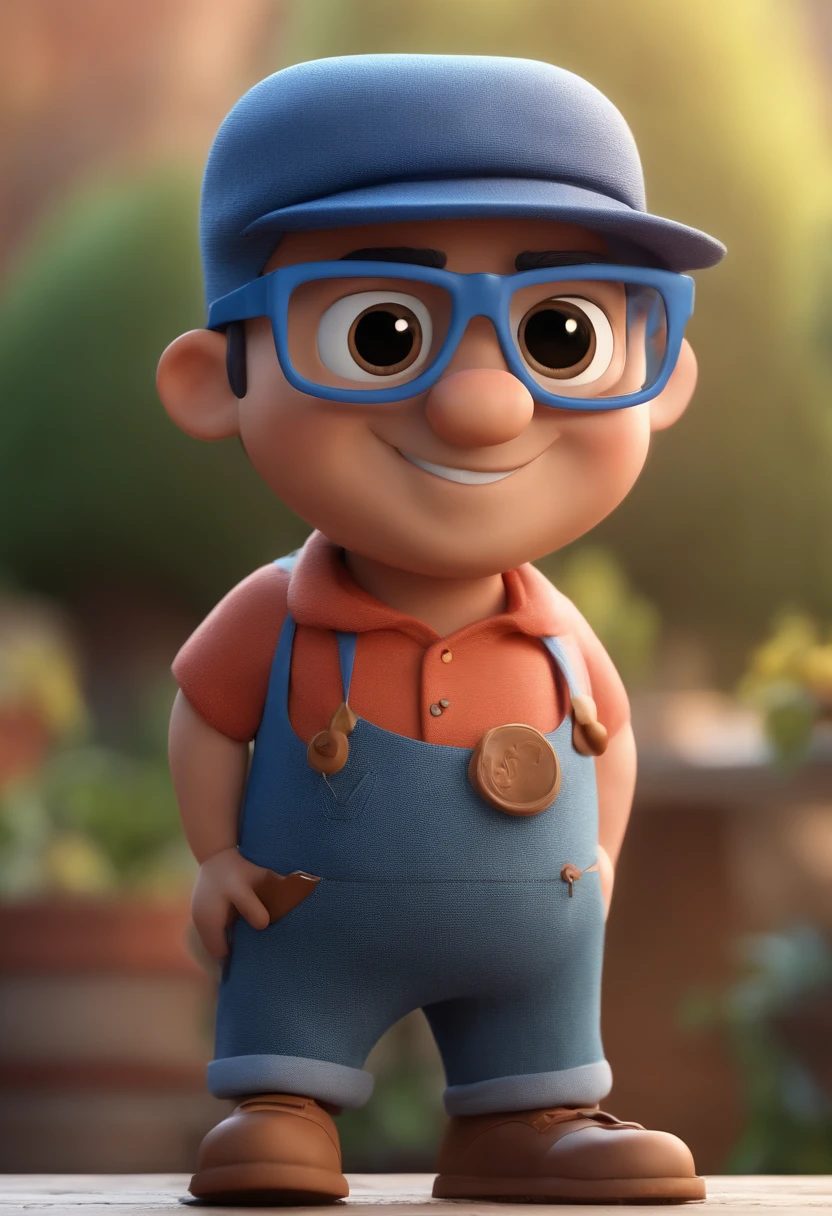 Cartoon character of a man with black glasses and a blue shirt, animation character, Caractere estilizado, animation style rendering, 3D estilizado, Arnold Maya render, 3 d render stylized, toon render keyshot, Personagem 3D, Personagem 3D, 3d rendering stylized, 3 d character render, personagem de desenho animado, Personagem de close up, Pose de personagem,  (Estilo Pixar) (master part:1.2) (Bokeh) (best quality) (pele detalhada) (textura detalhada) (8k) (argila) (Cinematic lighting) (foco nítido