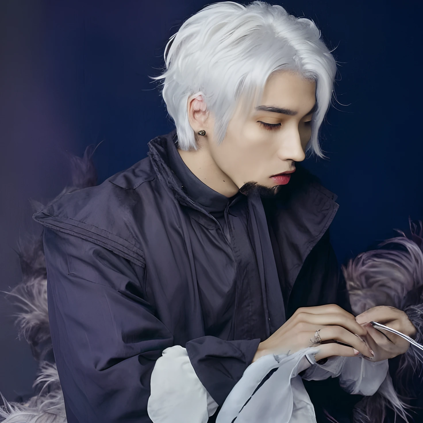 1 man, king costume, white hair