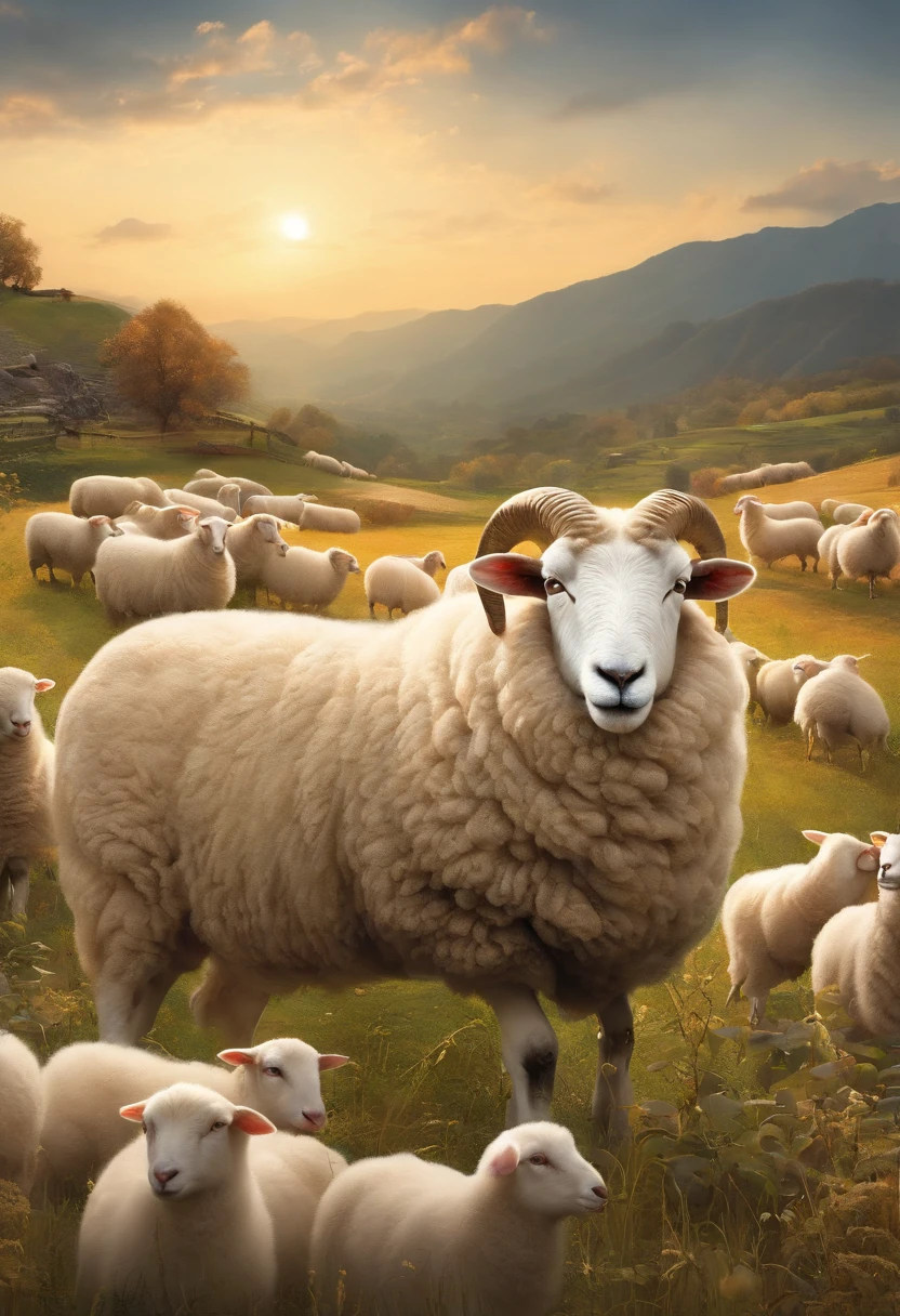 Mianyang illustration,Big sheep with small sheep,adolable