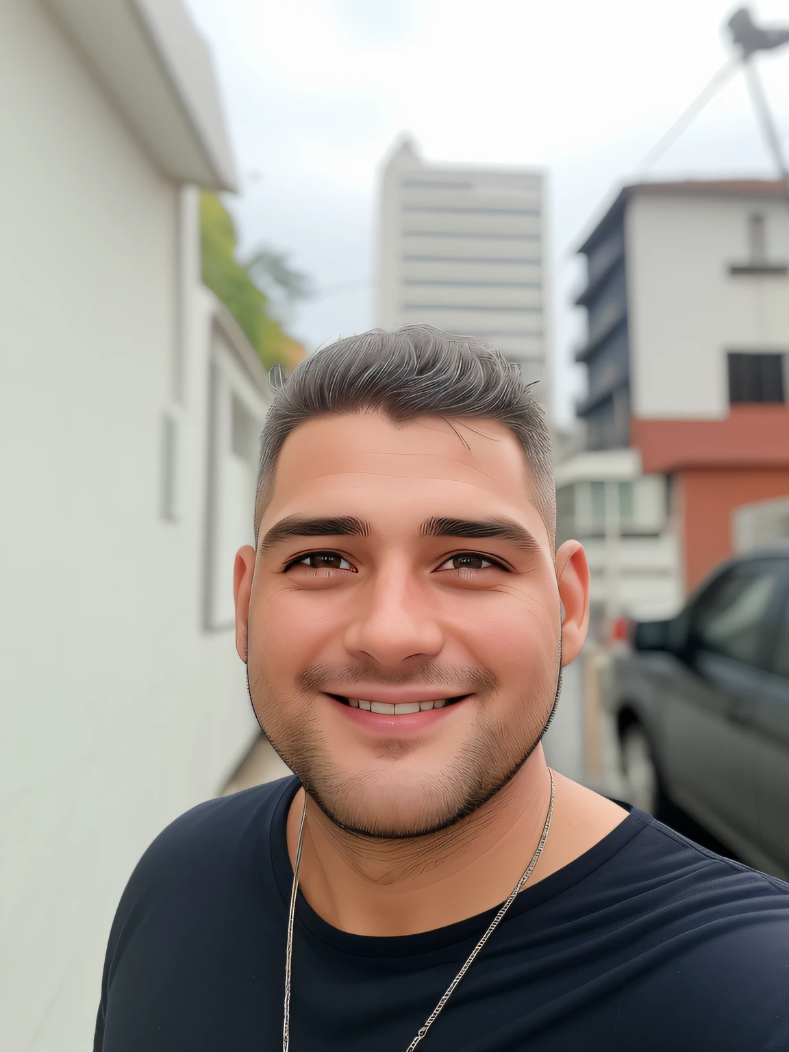 Um homem de 30 anos, com cabelos castanhos curtos, face de diamante, olhar rigoroso, e olhos castanhos, vestindo camisa branca branca com gravata.