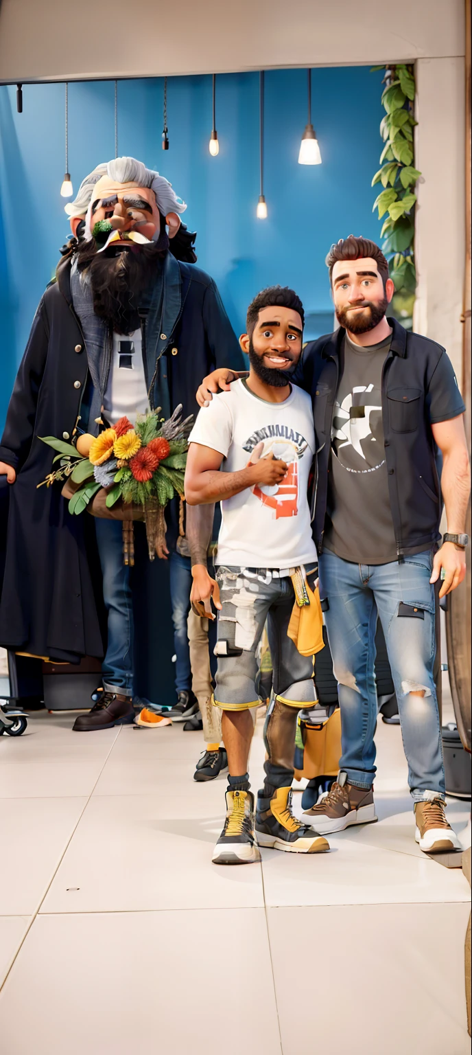 master part, best quality, um homem alto e pardo com barba preta e cabelos negros, vestindo uma jaqueta de couro e jeans preto, ao lado de sua motocicleta, com a sobrancelha direita levantada e a sobrancelha esquerda abaixada