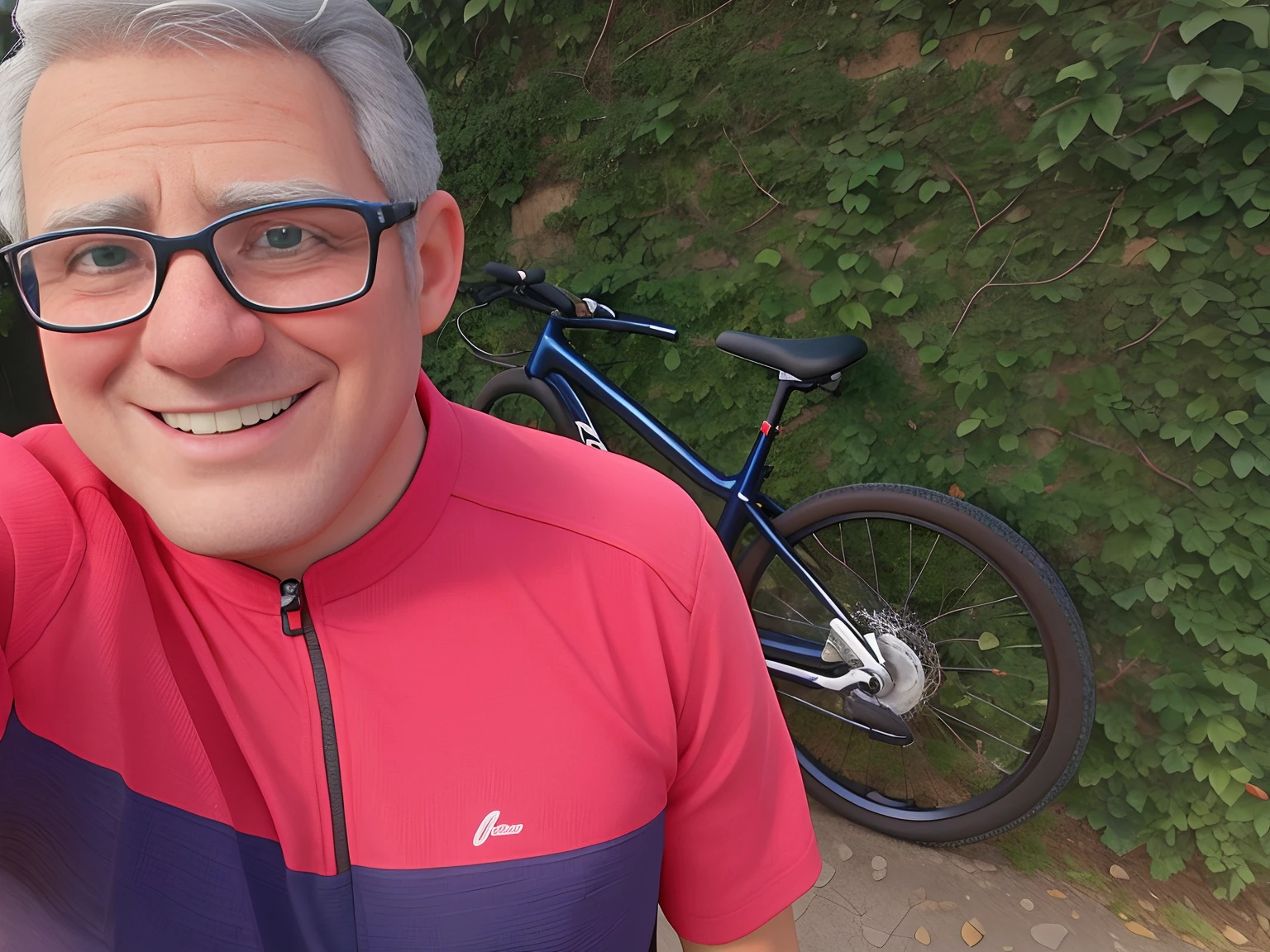 There's a man taking a selfie with his bike in the background, album photo, ciclismo!!, tirado no iphone 14 pro, tirado no iphone 1 3 pro, bicicleta no fundo, trying to ride it, ele tem cerca de 60 anos, ele tem cerca de 6 0 anos de idade, ele tem cerca de 7 0 anos de idade, Tiro no iPhone 1 3 Pro