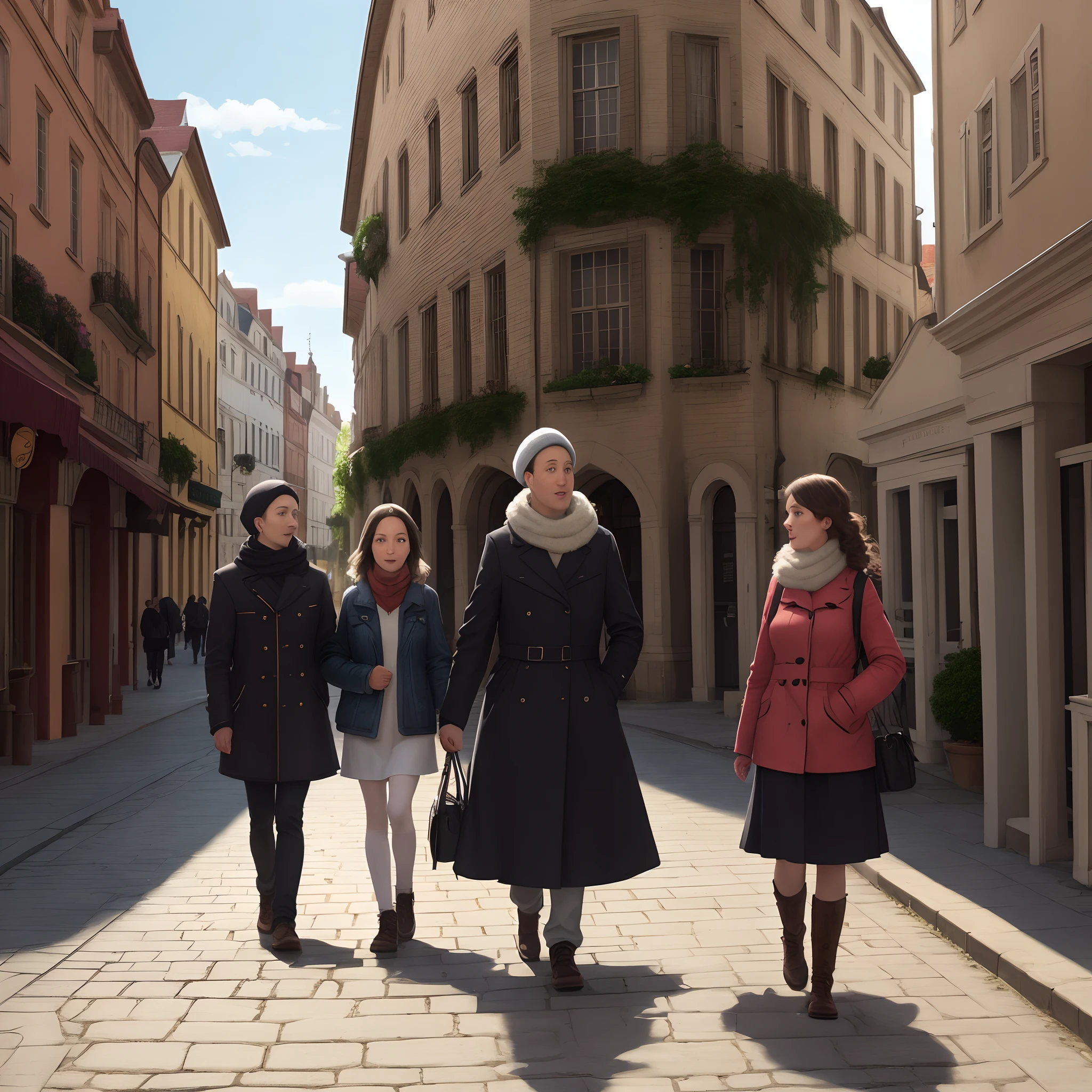 On a walk in the square.