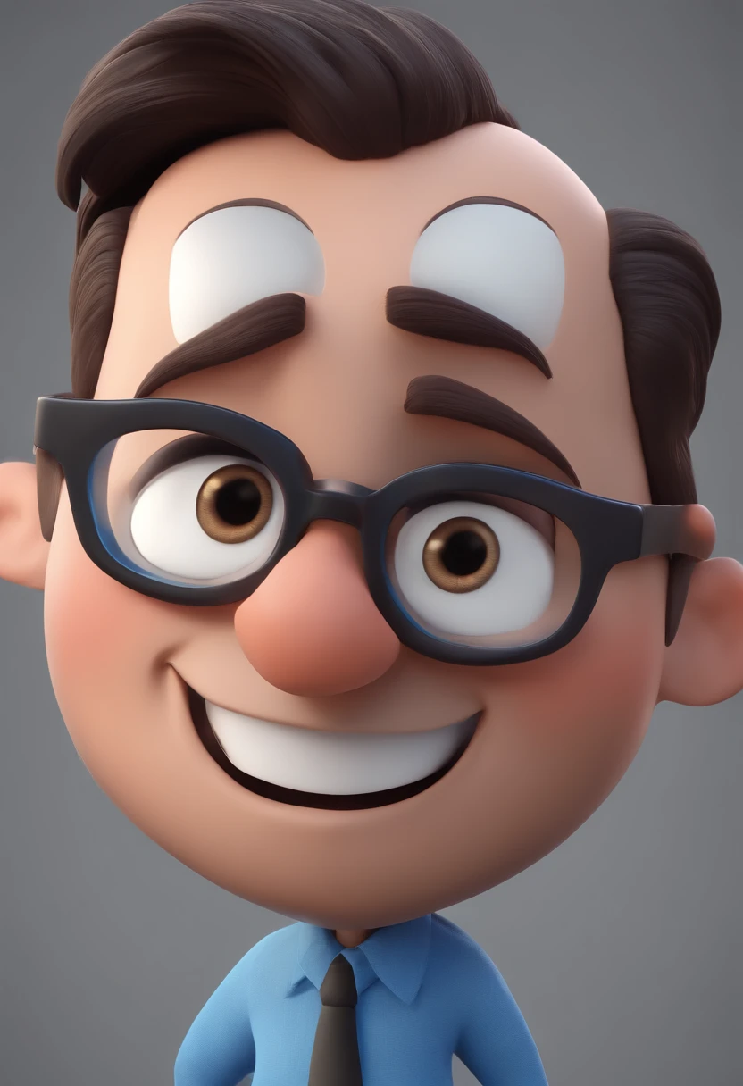 Cartoon character of a man with black glasses and a blue shirt, animation character, Caractere estilizado, animation style rendering, 3D estilizado, Arnold Maya render, 3 d render stylized, toon render keyshot, Personagem 3D, Personagem 3D, 3d rendering stylized, 3 d character render, personagem de desenho animado, Personagem de close up, Pose de personagem, (Estilo Pixar) (master part:1.2) (Bokeh) (best quality) (pele detalhada) (textura detalhada) (8k) (argila) (Cinematic lighting) (foco nítido