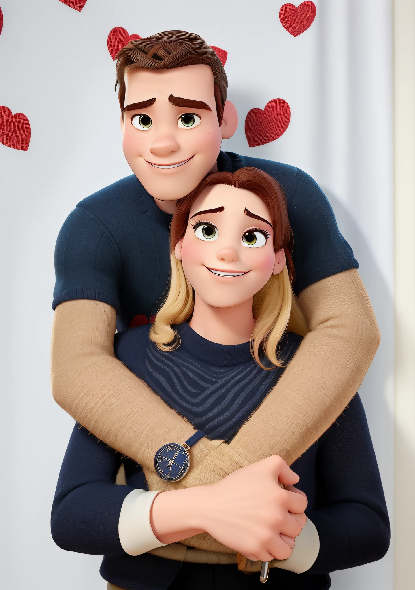 Casal - homem cabelo branco e mulher loira estilo Disney pixar, alta qualidade, melhor qualidade