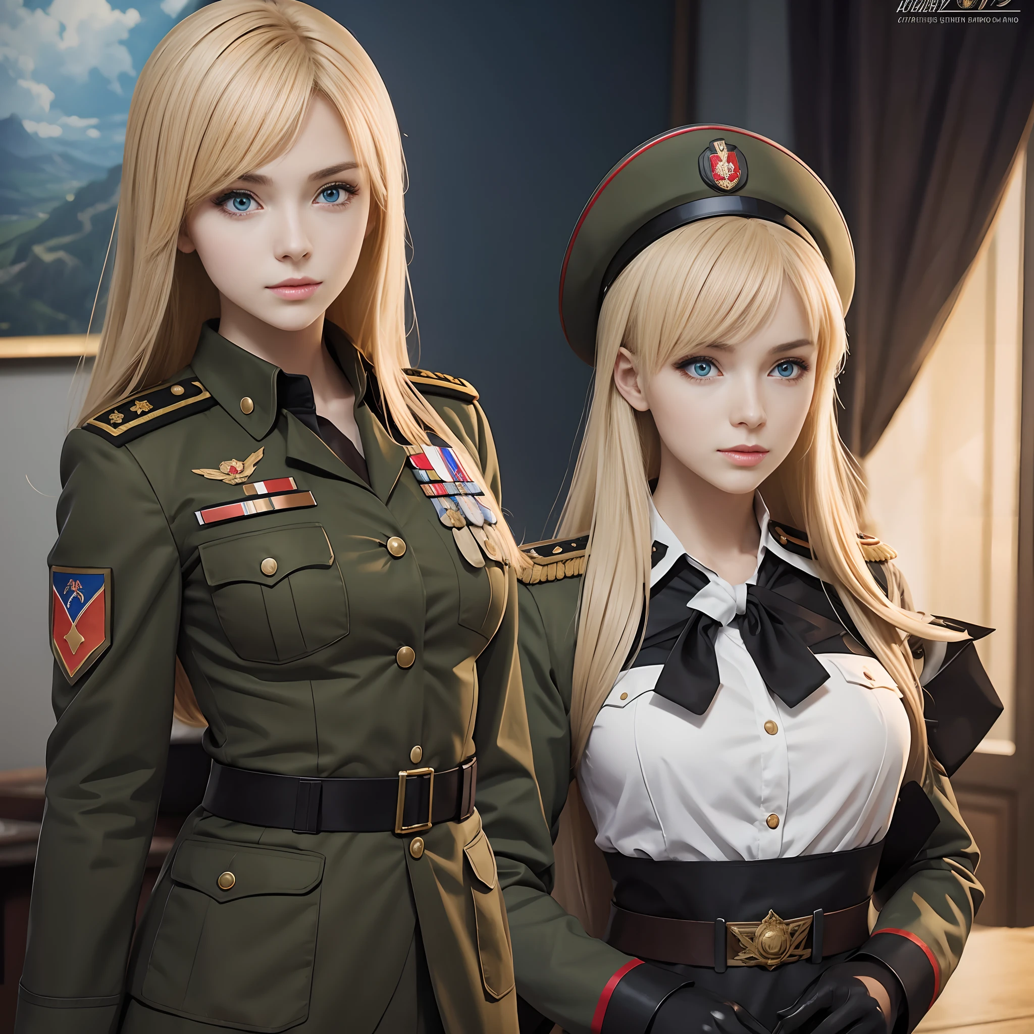 (((Russian female))), thin and massive tetas, elegant military official