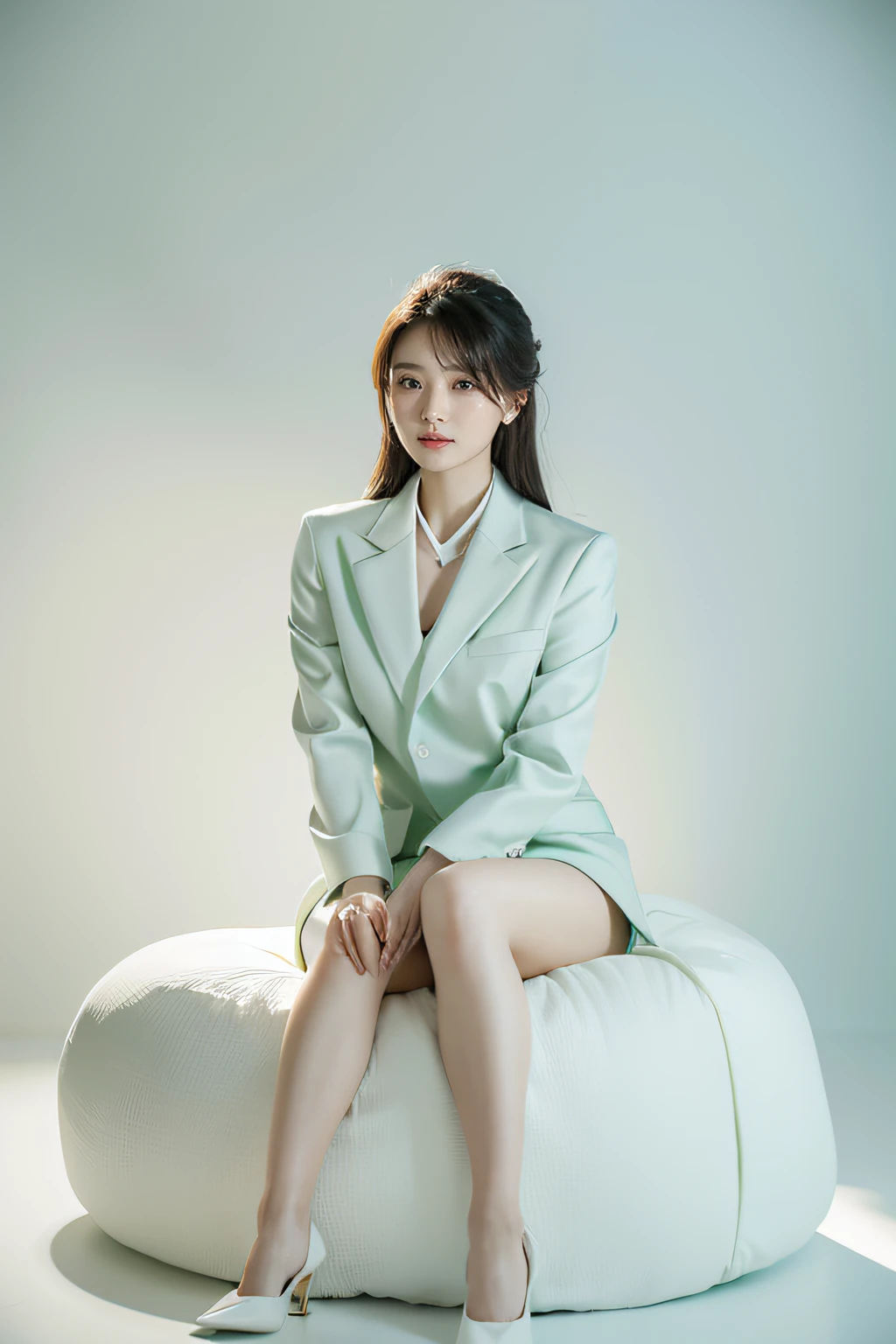 Araffe sitting on a bean bag chair in a white room - SeaArt AI