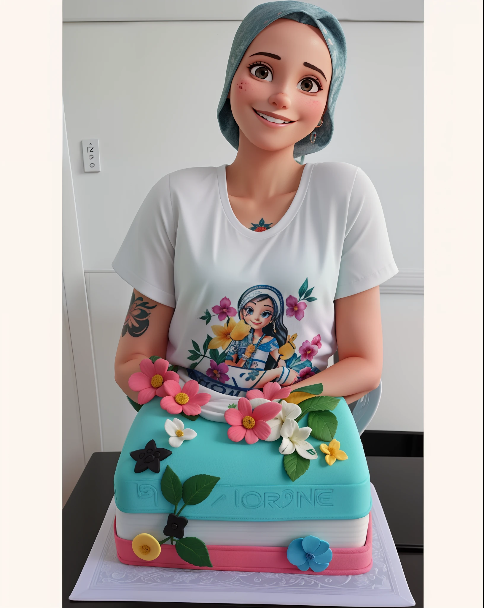 Mulher , sorrindo , fundo branco , tattoo on upper arm
