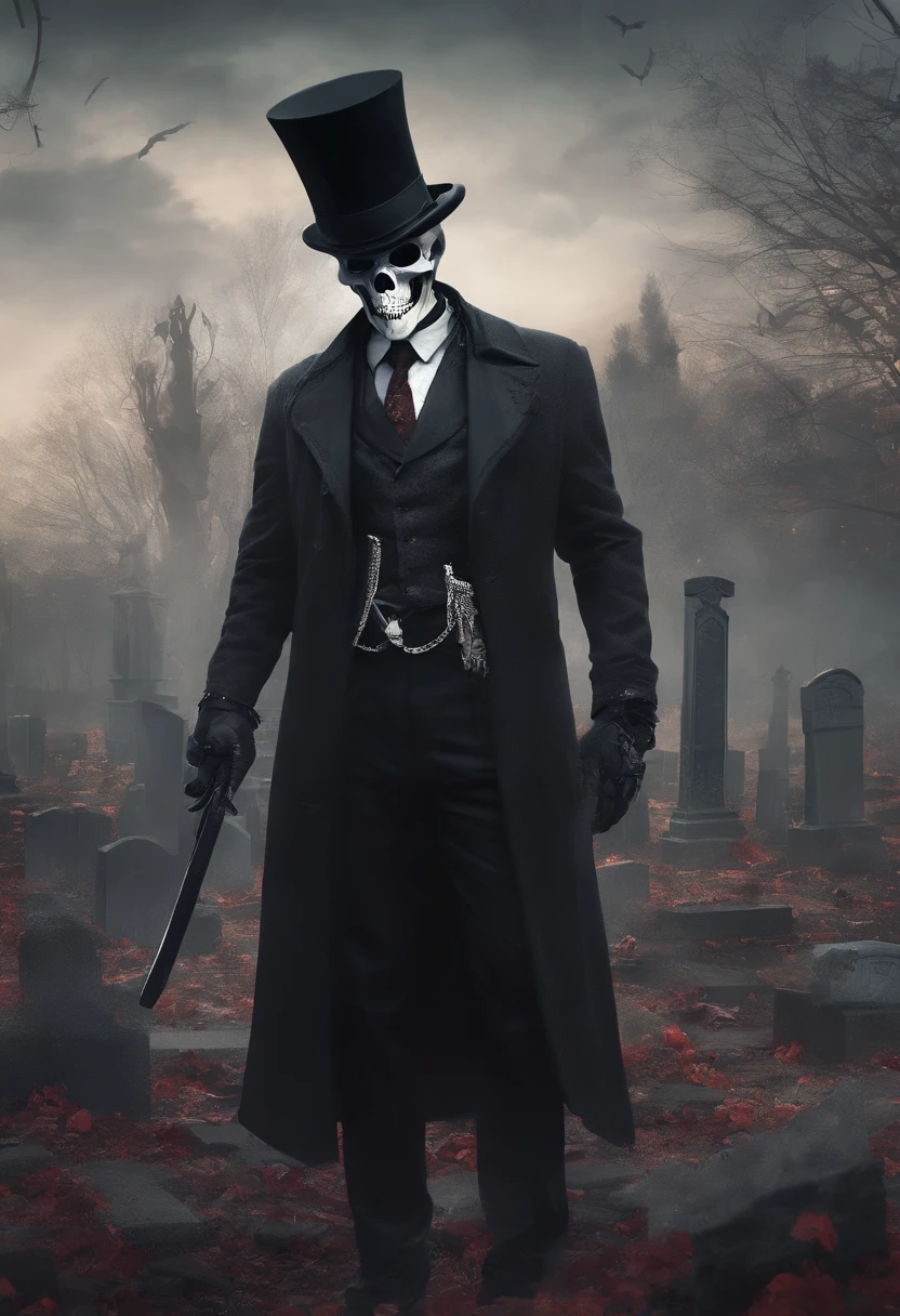 Arafed image of a man in a top hat and topcoat holding a gun - SeaArt AI