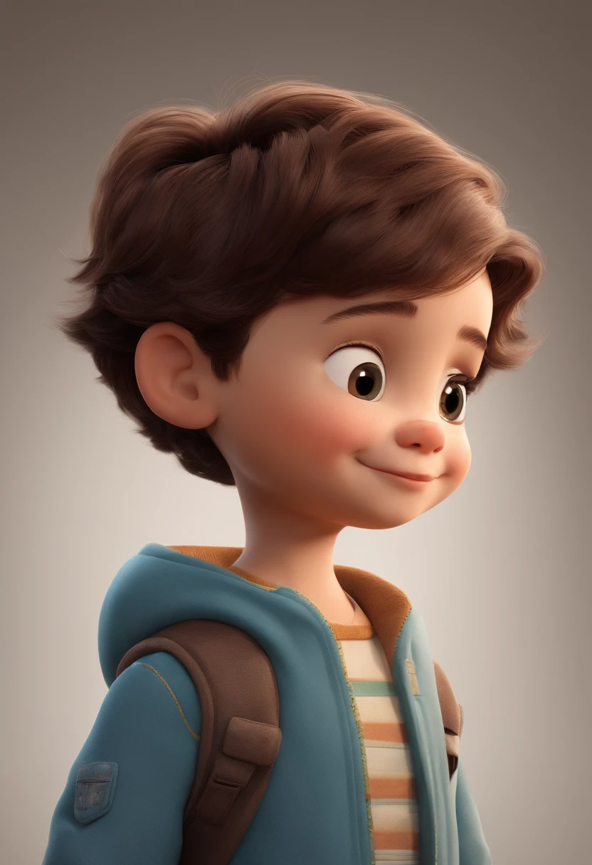 a happy cute standing short hair, vestindo uma fantasia espacial, , fundo branco, barnet, toon, estilo pixar, 3d, desenhos animados, rosto detalhado, asymmetrical 16k