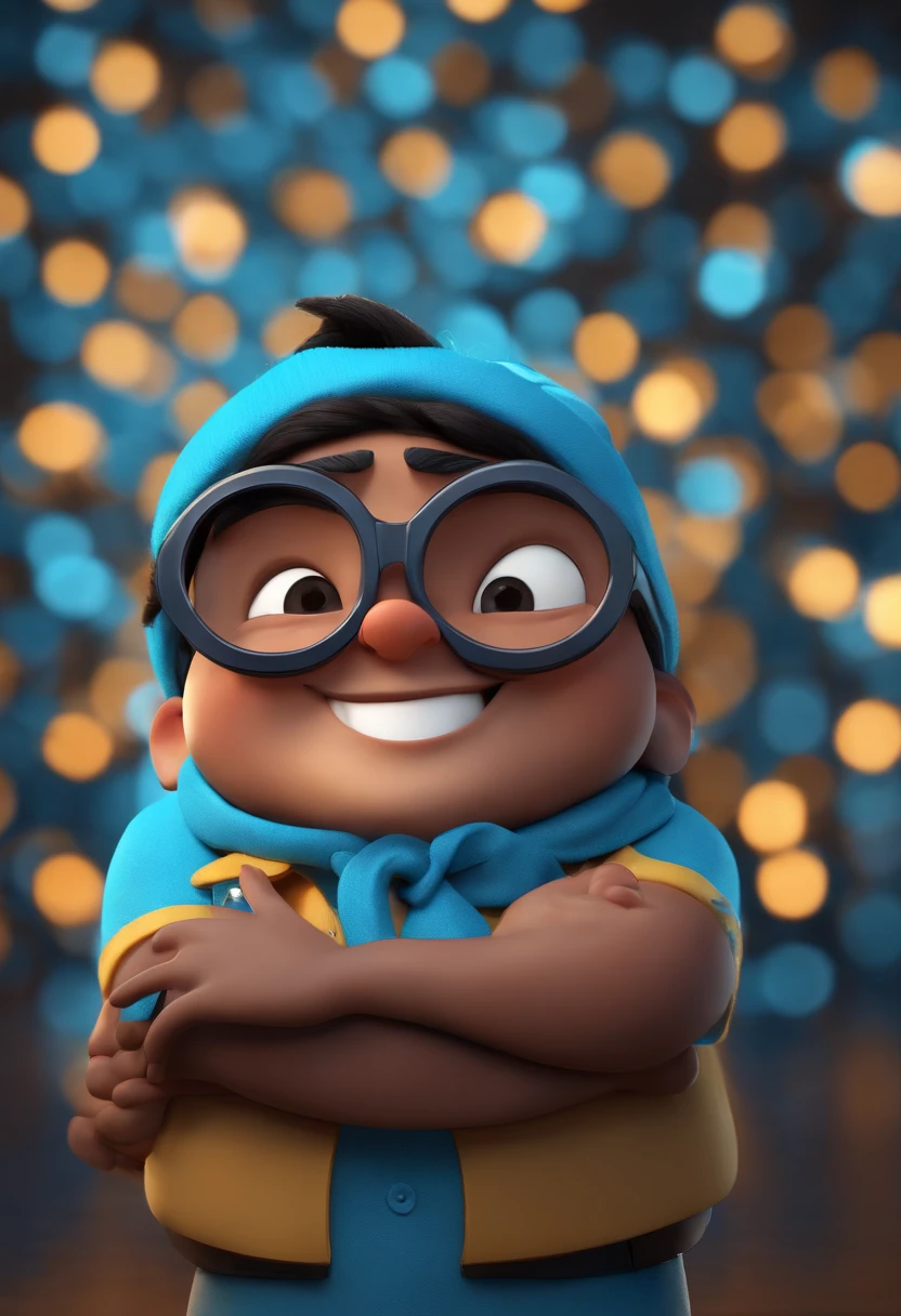 Cartoon character of a man wearing black glasses and a blue shirt, um personagem animado, Caractere estilizado, animation style rendering, 3D estilizado, Arnold Maya render, 3 d render stylized, toon render keyshot, Personagem 3D, Personagem 3D, 3d rendering stylized, 3 d character render, personagem de desenho animado, Personagem de close up, Pose de personagem, (Estilo Pixar) (master part:1.2) (Bokeh) (best quality) (pele detalhada) (textura detalhada) (8k) (argila) (Cinematic lighting) (foco nítido