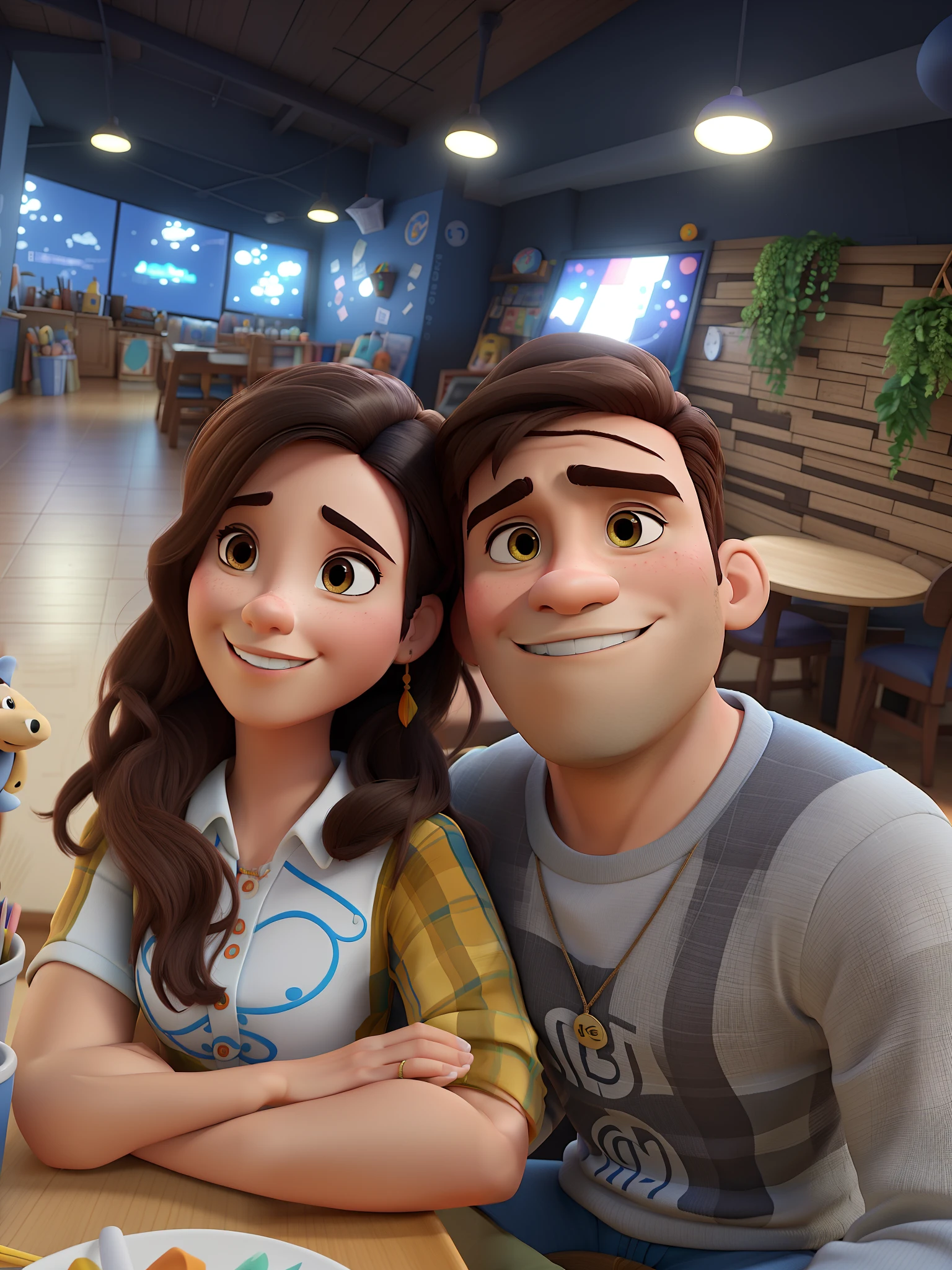 um casal arte estilo Disney Pixar 3D, best possible quality