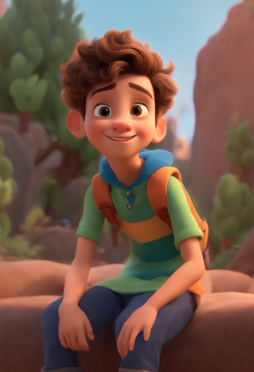 Image of a boy for a story in a YouTube video in Pixar format, He's the little allabester, He's the class leader, He's outgoing, Playful and gets up for a lot of things
