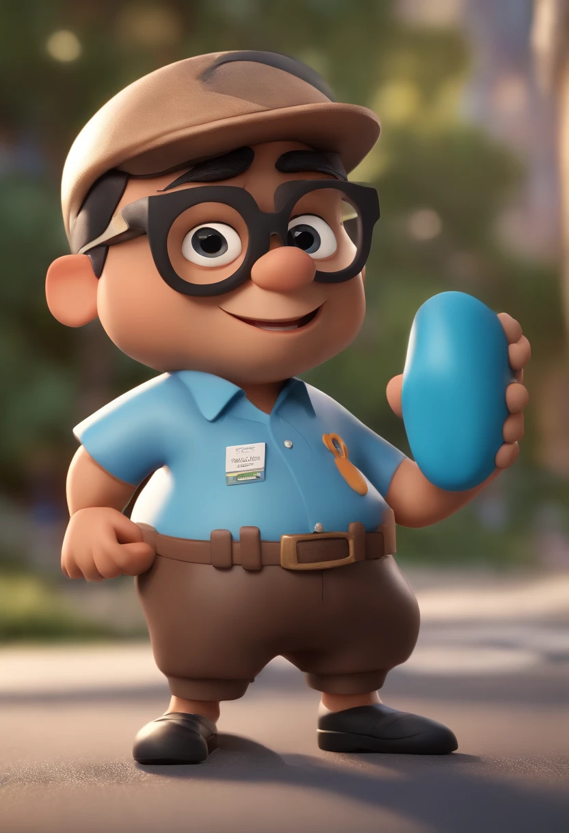 Cartoon character of a man wearing black glasses and a blue shirt, um personagem animado, Caractere estilizado, animation style rendering, 3D estilizado, Arnold Maya render, 3 d render stylized, toon render keyshot, Personagem 3D, Personagem 3D, 3d rendering stylized, 3 d character render, personagem de desenho animado, Personagem de close up, Pose de personagem, (Estilo Pixar) (master part:1.2) (Bokeh) (best quality) (pele detalhada) (textura detalhada) (8k) (argila) (Cinematic lighting) (foco nítido,Senta e vaza a parte superior do corpo