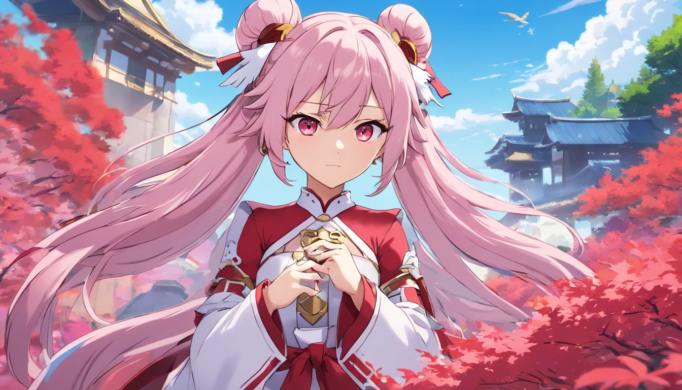 Menina anime com cabelo rosa longo e rosto branco e olhos pretos, Impacto de Ayaka Genshin, artistic render of reimu hakurei, Retrato de Onmyoji, ayaka jogo genshin impact, anime moe artstyle, shalltear bloodfallen, Do videogame Azur Lane, dreamy psychedelic anime, arte de anime digital detalhada, shalltear from overlord