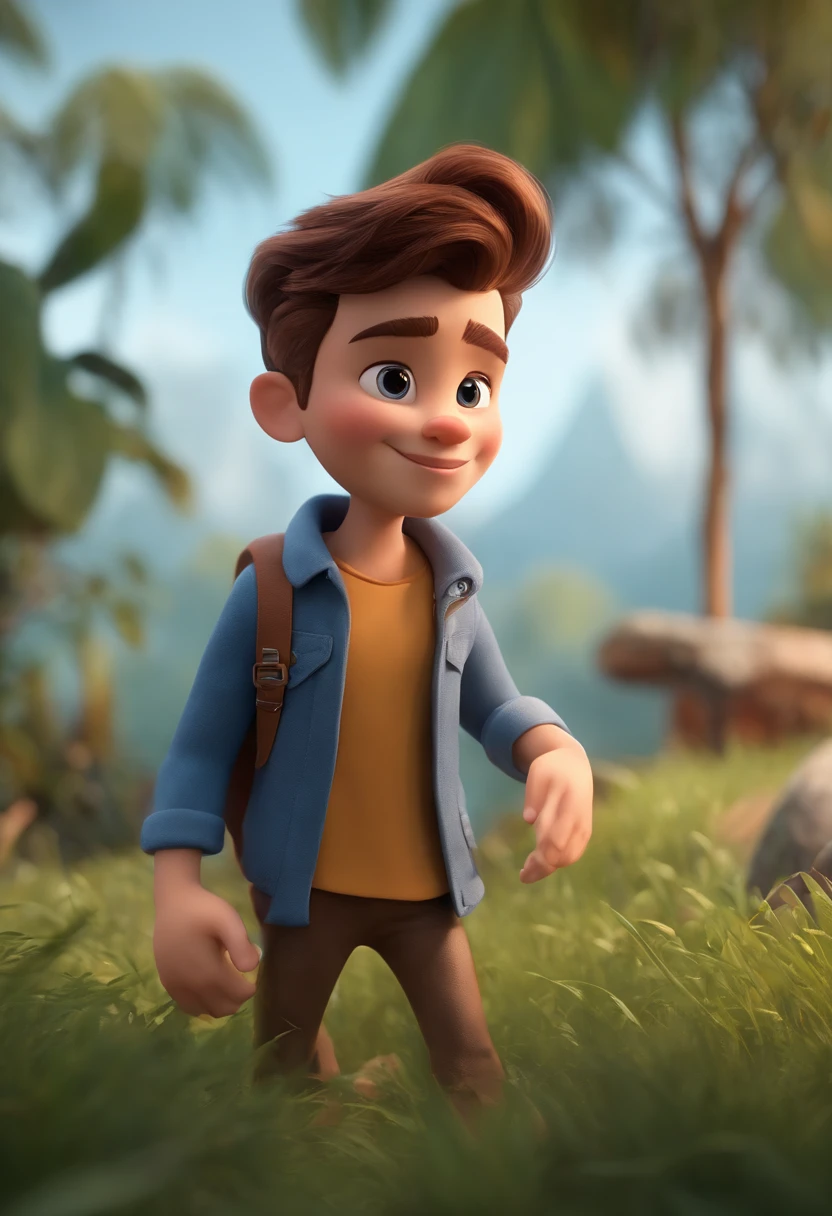personagem dos desenhos animados de um homem de 18 anos, camiseta vinho, cabelos castanhos curtos , penteado highfade, barba curta, labios carnudos, boca pequena, pele parda, animation character, Caractere estilizado, animation style rendering, 3D estilizado, Arnold Maya render, 3 d render stylized, toon render keyshot, Personagem 3D, Personagem 3D, 3d rendering stylized, 3 d character render, personagem de desenho animado, Personagem de close up, Pose de personagem, (Estilo Pixar) (master part:1.2) (Bokeh) (best quality) (pele detalhada) (textura detalhada) (8k) (argila) (Cinematic lighting) (foco nítido
