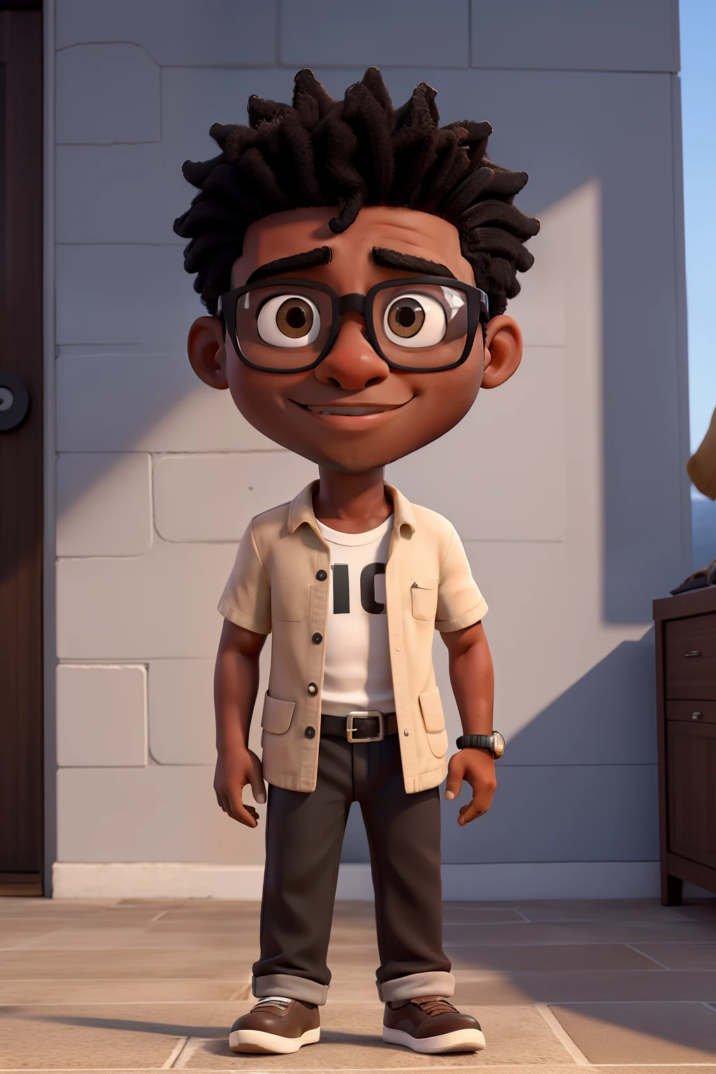 Jovem, magro, negro, who wears glasses, cabelos pretos curto e olhos pretos