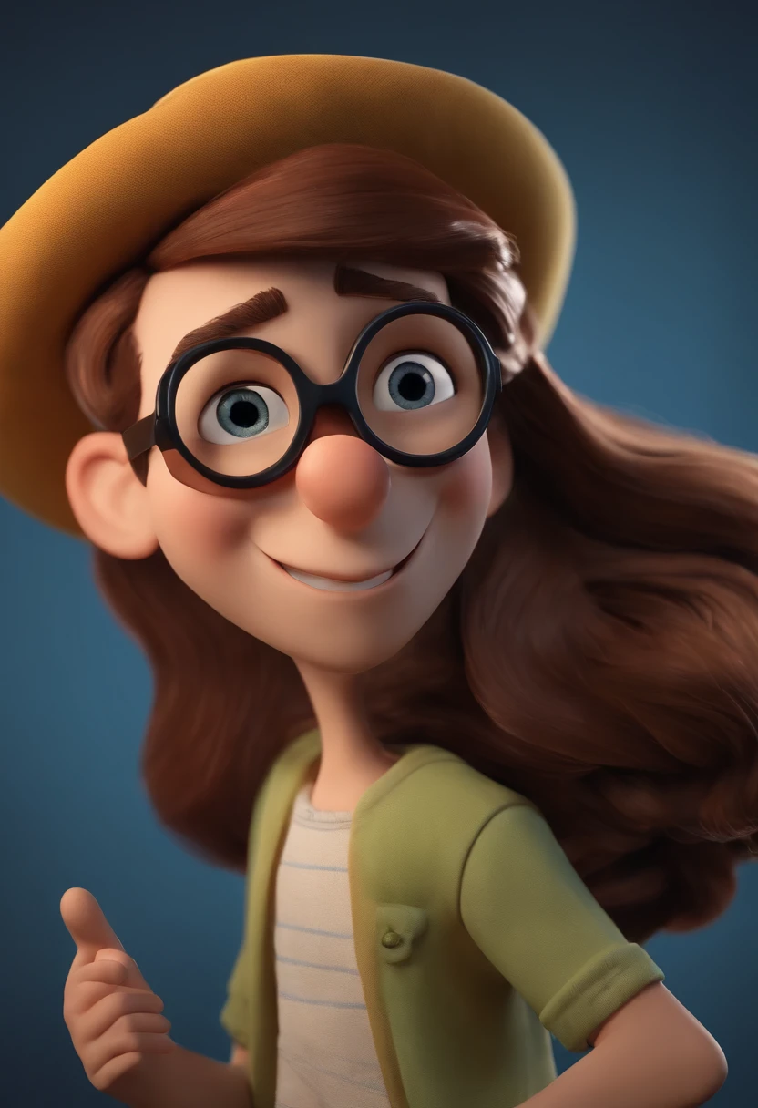 Cartoon character of a man wearing black glasses and a blue shirt, um personagem animado, Caractere estilizado, animation style rendering, 3D estilizado, Arnold Maya render, 3 d render stylized, toon render keyshot, Personagem 3D, Personagem 3D, 3d rendering stylized, 3 d character render, personagem de desenho animado, Personagem de close up, Pose de personagem, (Estilo Pixar) (master part:1.2) (Bokeh) (best quality) (pele detalhada) (textura detalhada) (8k) (argila) (Cinematic lighting) (foco nítido,Senta e vaza a parte superior do corpo