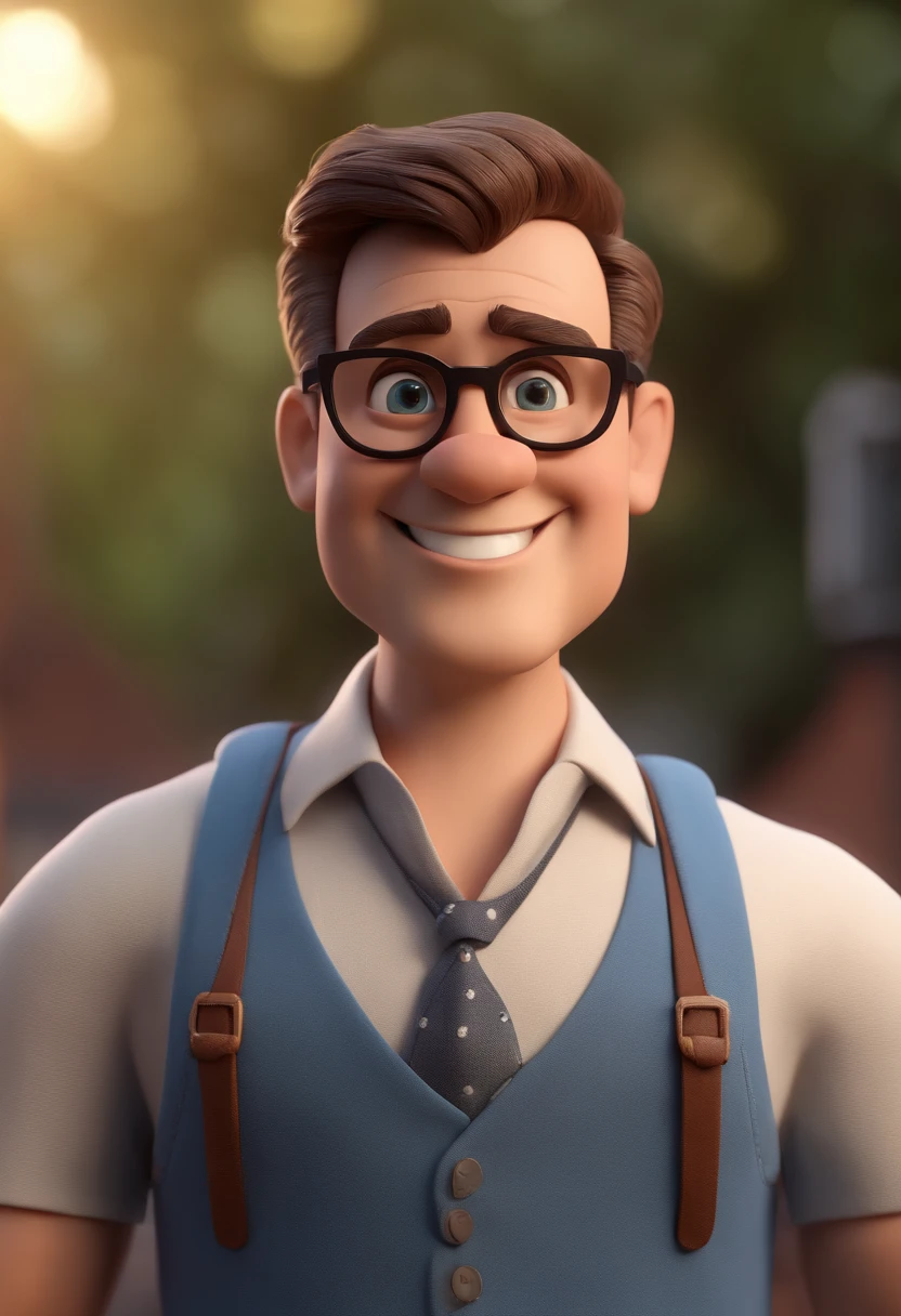 Cartoon character of a man with black glasses and a blue shirt, animation character, Caractere estilizado, animation style rendering, 3D estilizado, Arnold Maya render, 3 d render stylized, toon render keyshot, Personagem 3D, Personagem 3D, 3d rendering stylized, 3 d character render, personagem de desenho animado, Personagem de close up, Pose de personagem, (Estilo Pixar) (master part:1.2) (Bokeh) (best quality) (pele detalhada) (textura detalhada) (8k) (argila) (Cinematic lighting) (foco nítido