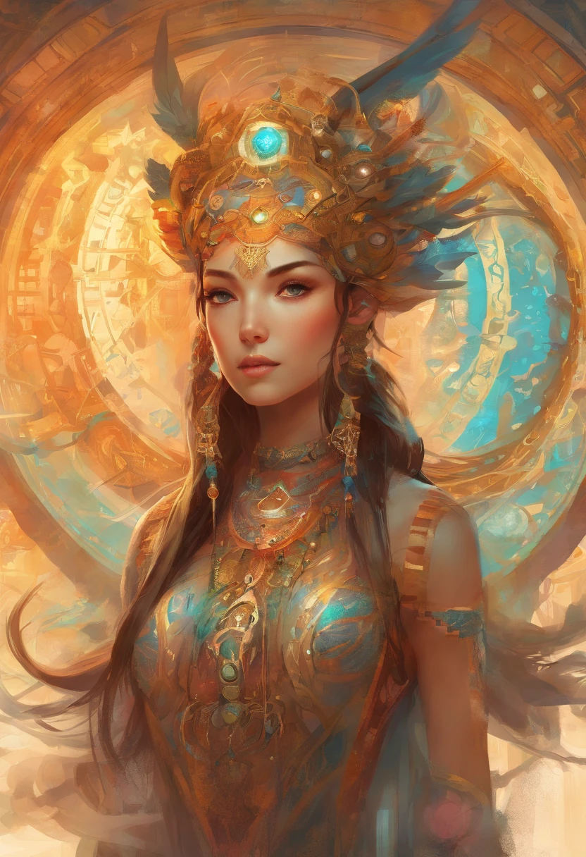 Traditional culture and technology cyberpunk combine patterns