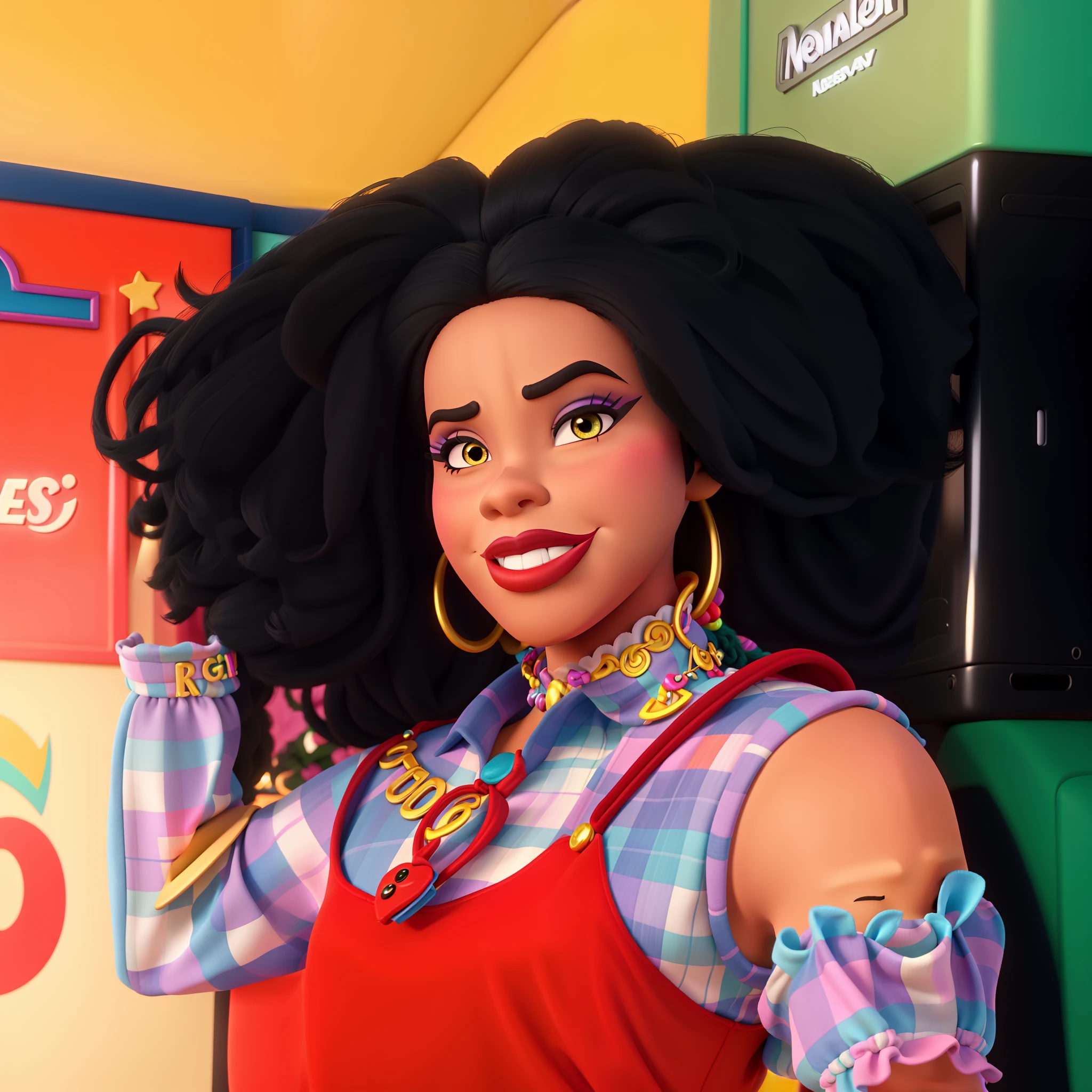 drag queen negra estilo disney pixar, alta qualidade, melhor qualidade