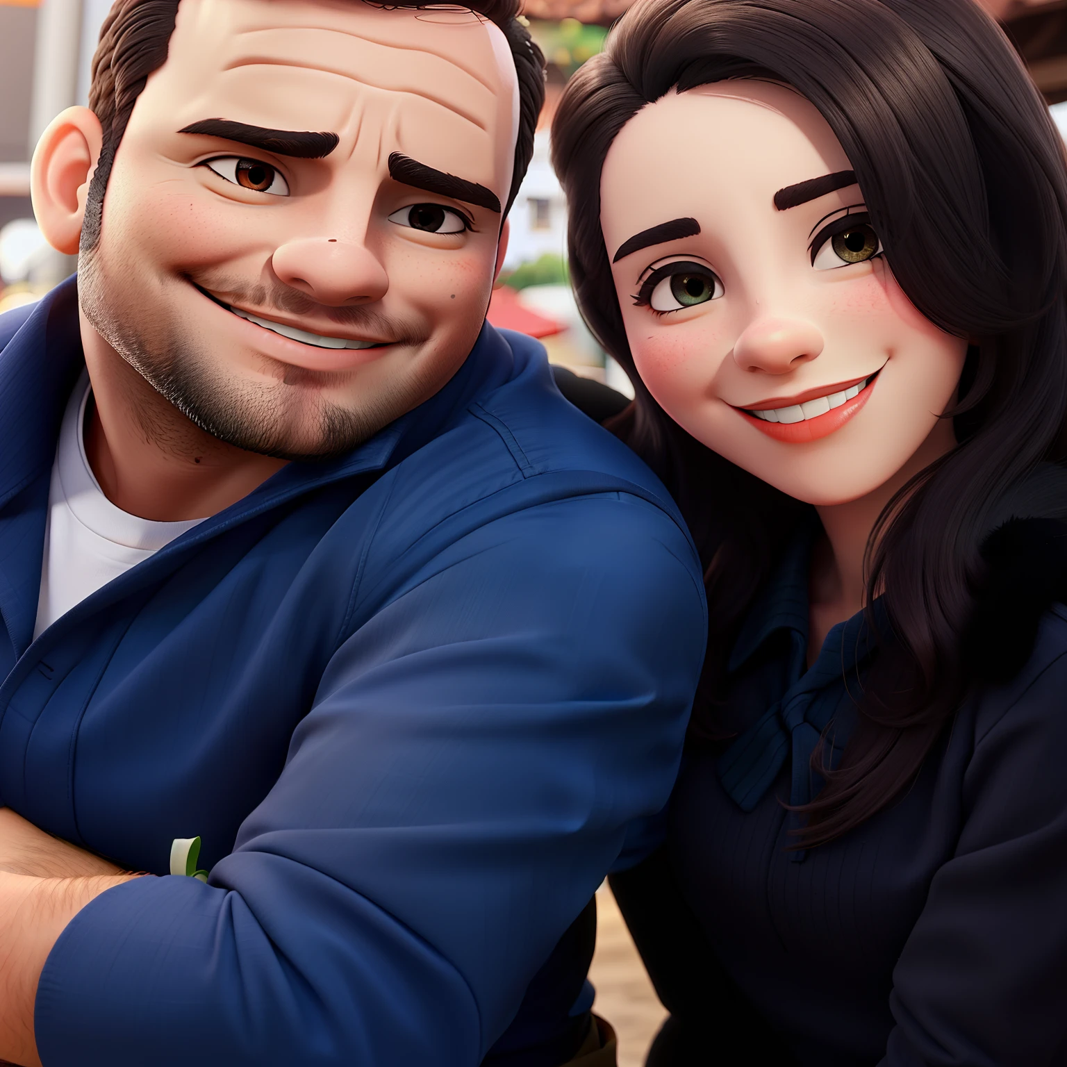 Um casal feliz em um churrasco entre amigos.