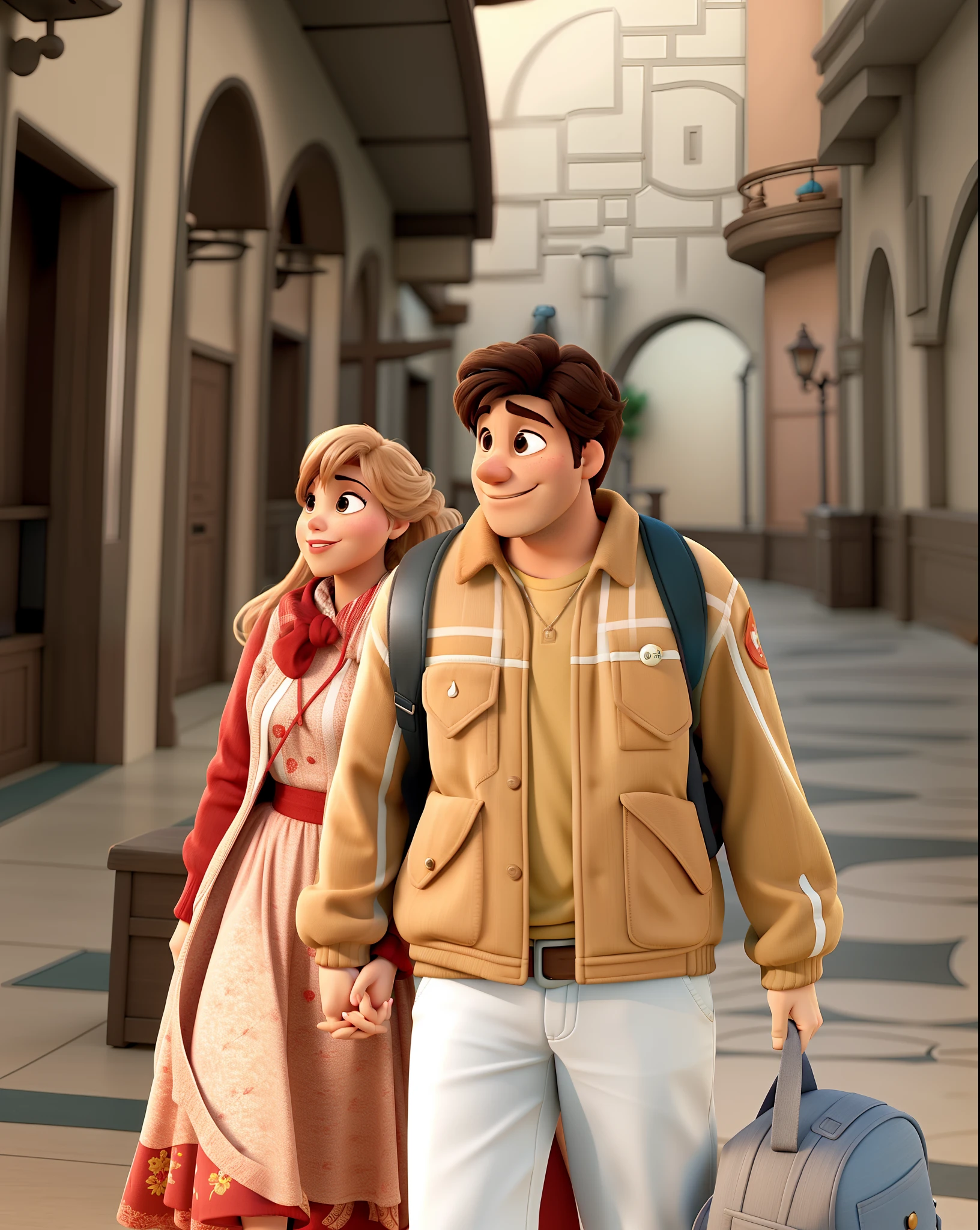 casal no estilo disney pixar, alta qualidade, melhor qualidade