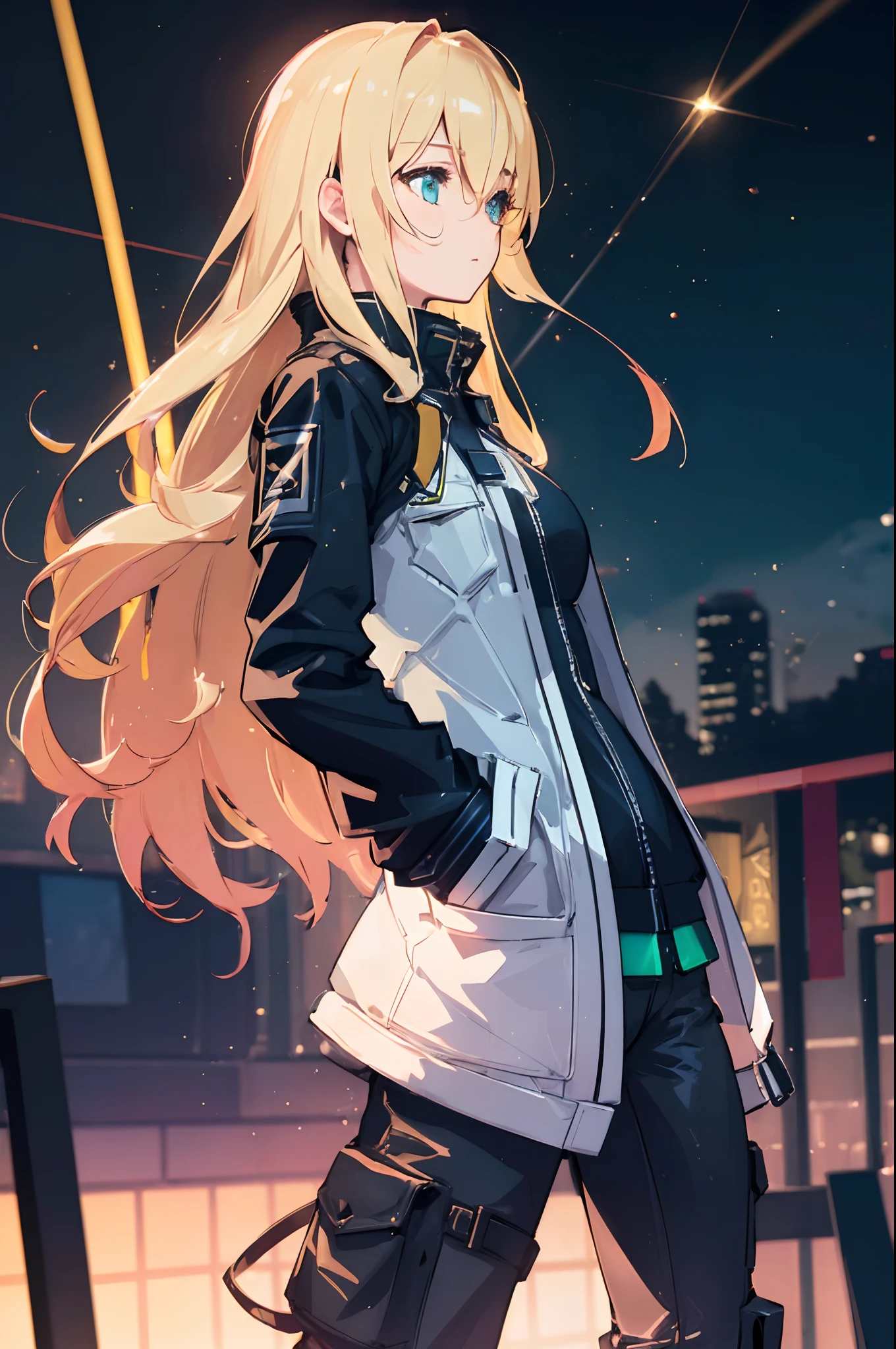 a girl blowing a big bubblegum with both of her hand in her pocket , (hands in pocket:1.4), (big bubblegum:1.4), (Shibuya:1.4), (night lights:1.4), (Thick Body:1.4), (Long Blond Hair:1.4), Green Eyes, HDR (High Dynamic Range), Ray Tracing, NVIDIA RTX, Super-Resolution, Unreal 5, Subsurface Scattering, PBR Texturing, Post-Processing, Anisotropic Filtering, Depth-Of-Field ,Maximum Clarity And Sharpness, Multi-Layered Textures, Albedo And Specular Maps, Surface Shading, Accurate Simulation Of Light-Material Interaction, Octane Render, Two-Tone Lighting, Low ISO, White Balance, Rule Of Thirds, Wide Aperture, 8K RAW, Efficient Sub-Pixel, Sub-Pixel Convolution, (Luminescent Particles:1.4), {{Masterpiece, Best Quality, Extremely Detailed CG, Unity 8k Wallpaper, 3D, Cinematic Lighting, Lens Flare}},
