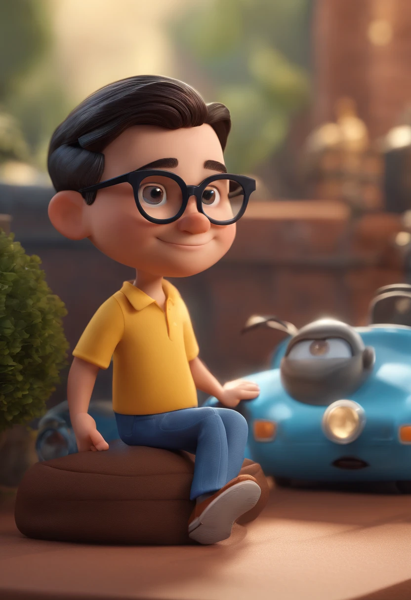 Cartoon character of a man with black glasses and a blue shirt, animation character, Caractere estilizado, animation style rendering, 3D estilizado, Arnold Maya render, 3 d render stylized, toon render keyshot, Personagem 3D, Personagem 3D, 3d rendering stylized, 3 d character render, personagem de desenho animado, Personagem de close up, Pose de personagem, (Estilo Pixar) (master part:1.2) (Bokeh) (best quality) (pele detalhada) (textura detalhada) (8k) (argila) (Cinematic lighting) (foco nítido