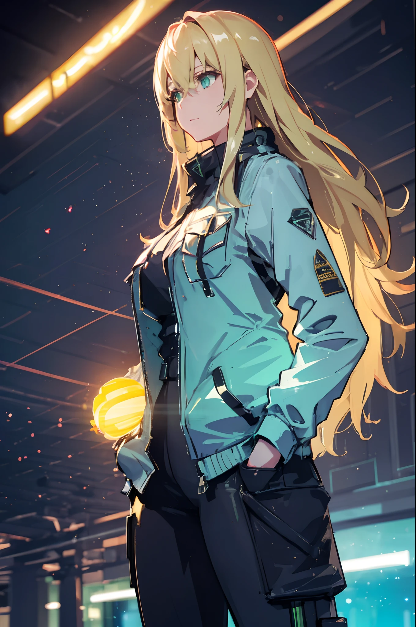 a girl blowing a big bubblegum with both of her hand in her pocket , (hands in pocket:1.4),  (big bubblegum:1.4), (Shibuya:1.4), (night lights:1.4), (Thick Body:1.4), (Long Blond Hair:1.4), Green Eyes, HDR (High Dynamic Range), Ray Tracing, NVIDIA RTX, Super-Resolution, Unreal 5, Subsurface Scattering, PBR Texturing, Post-Processing, Anisotropic Filtering, Depth-Of-Field ,Maximum Clarity And Sharpness, Multi-Layered Textures, Albedo And Specular Maps, Surface Shading, Accurate Simulation Of Light-Material Interaction, Octane Render, Two-Tone Lighting, Low ISO, White Balance, Rule Of Thirds, Wide Aperture, 8K RAW, Efficient Sub-Pixel, Sub-Pixel Convolution, (Luminescent Particles:1.4), {{Masterpiece, Best Quality, Extremely Detailed CG, Unity 8k Wallpaper, 3D, Cinematic Lighting, Lens Flare}},