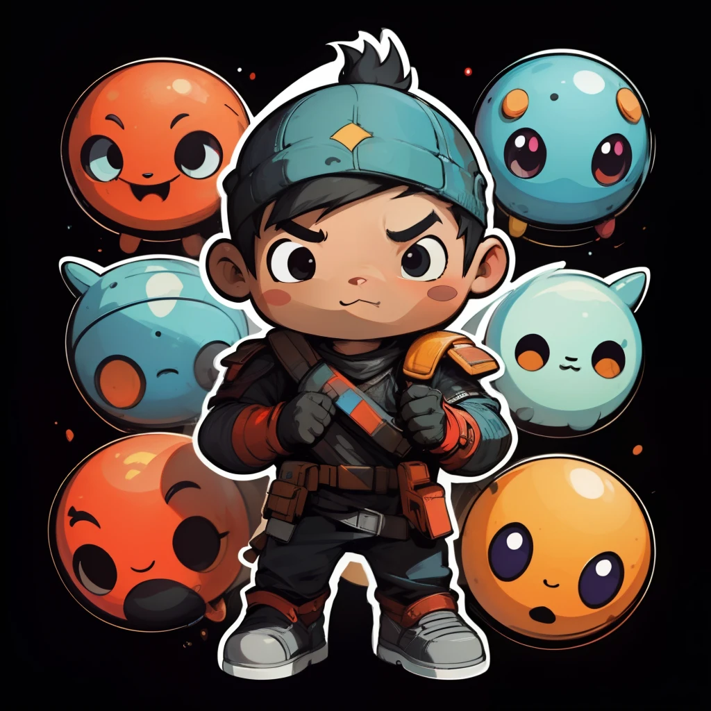 a sticker，1boys，Hero design，simple backgound