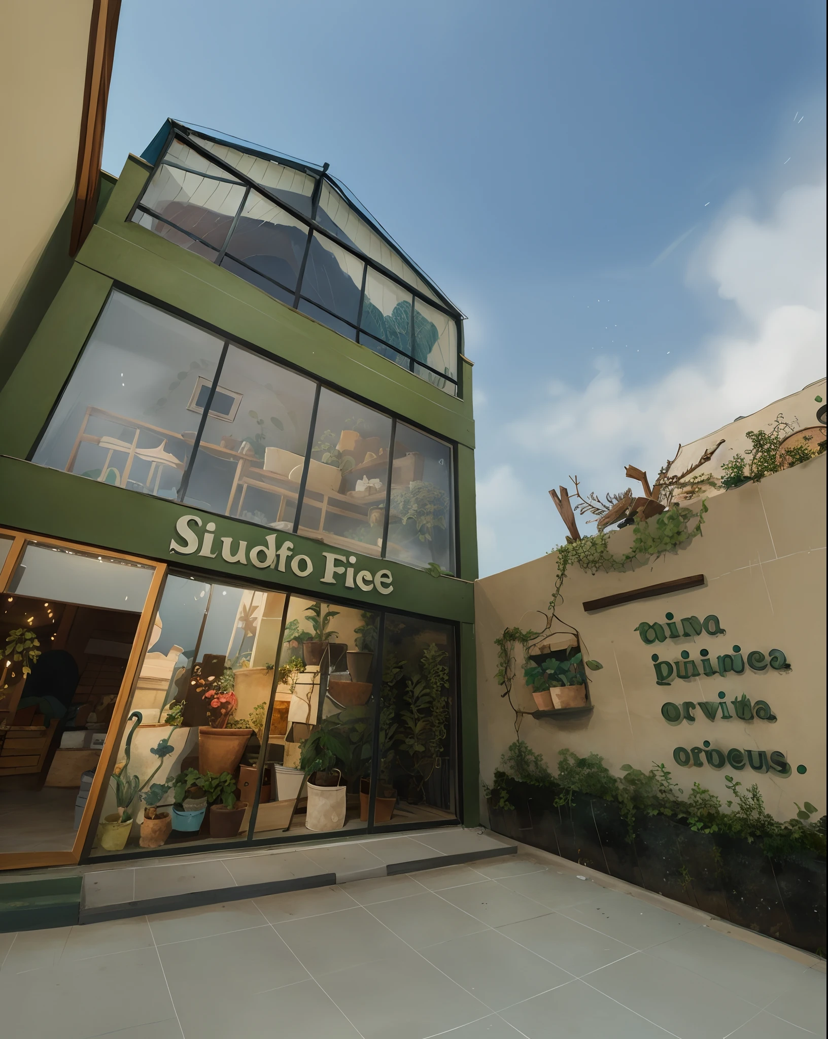 obra-prima, melhor qualidade, Song of the Sea,
(Plant sheds:1.3), plantas, interiores, vidro, Desenhos animados, pixar, textura, 2d illustration,