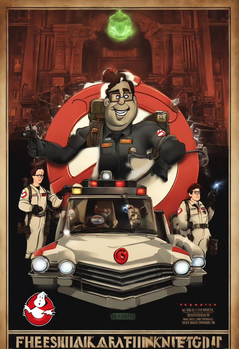 Ghostbusters filme estilo filmes Pixar, Com nome "Ghostbusters", poster, with credits