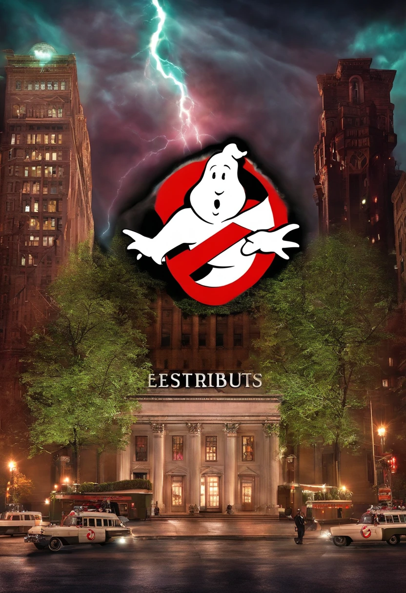 Ghostbusters filme estilo filmes Pixar, Com nome "Ghostbusters", poster, with credits