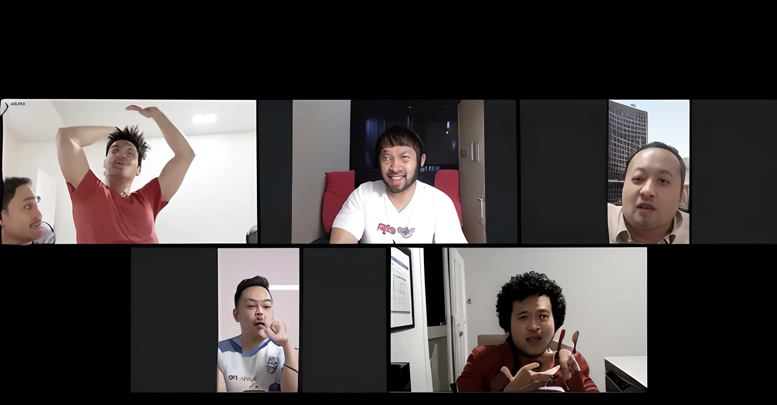 arafed image of a group of men in a video call, webcam screenshot, youtube video screenshot, webcam footage, interview, esports, reddit post, video still, high quality screenshot, montage, youtuber, afternoon hangout, highlight, desktop, video, cool looking, beautiful image, screencapture, streaming on twitch, lawther sit at table playing dnd, stacked image
