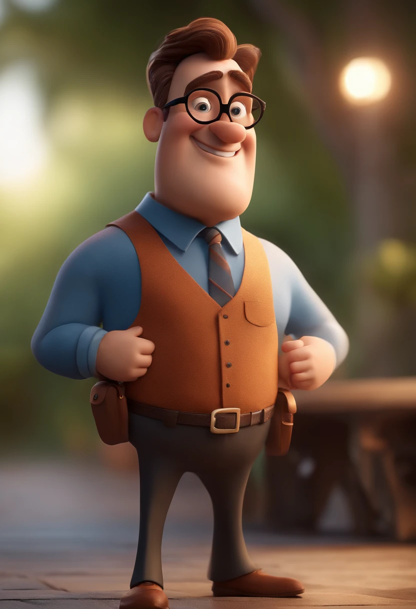 Cartoon character of a man with black glasses and a blue shirt, animation character, Caractere estilizado, animation style rendering, 3D estilizado, Arnold Maya render, 3 d render stylized, toon render keyshot, Personagem 3D, Personagem 3D, 3d rendering stylized, 3 d character render, personagem de desenho animado, Personagem de close up, Pose de personagem, (Estilo Pixar) (master part:1.2) (Bokeh) (best quality) (pele detalhada) (textura detalhada) (8k) (argila) (Cinematic lighting) (foco nítido