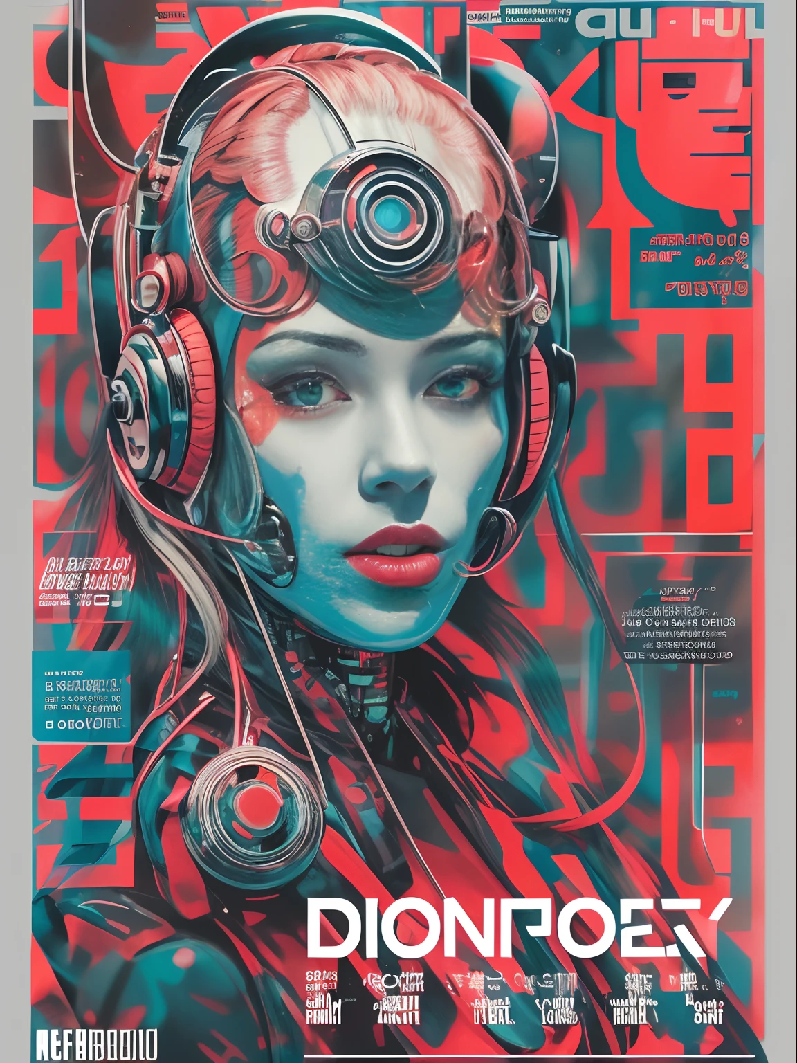 Strongly cyborg, magazine cover, poster art , hint of vibrant, bold script text