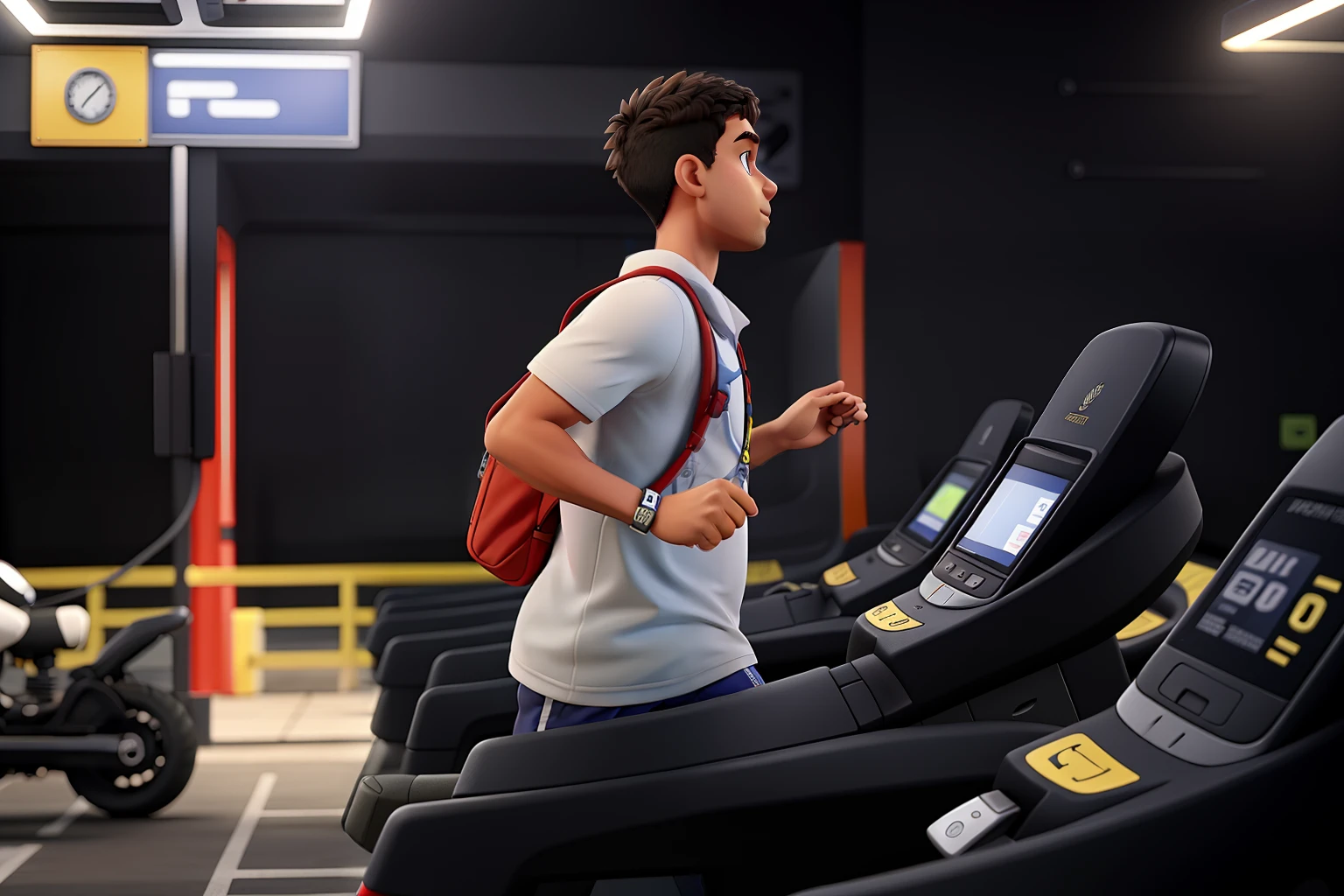 Um correndo na esteira da Evoque Academia