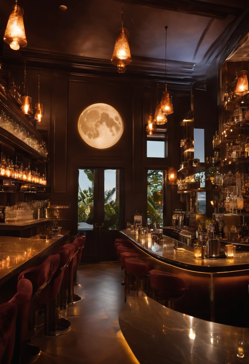 Lunar Elixir Lounge, embodies the dual nature of your establishment, where coffee flows by day, and cocktails light up the night. "Lunar" reflects the moon's calming influence on the night, while "Elixir" alludes to the magical concoctions your bartenders create