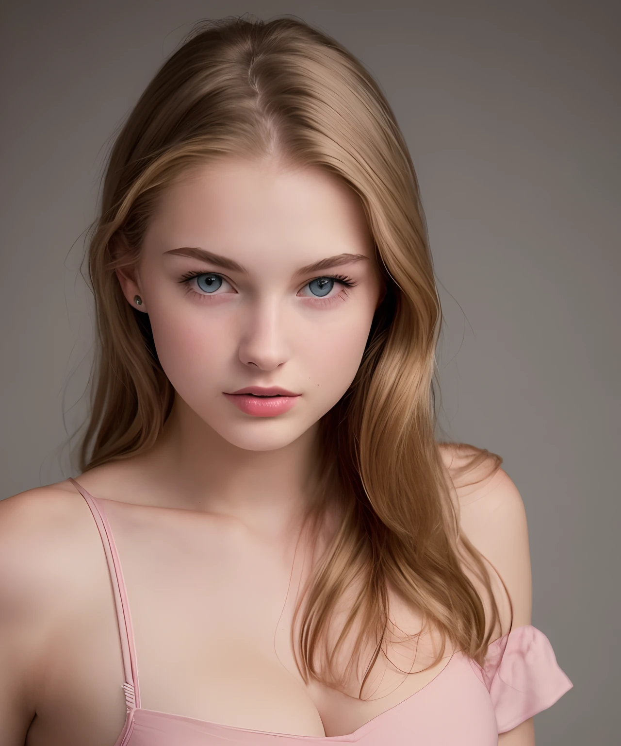 Russian、20yr old、femele、eyes large、a blond、Lips pink、Big、tall、Shoulder out、Model body type、Beautuful Women