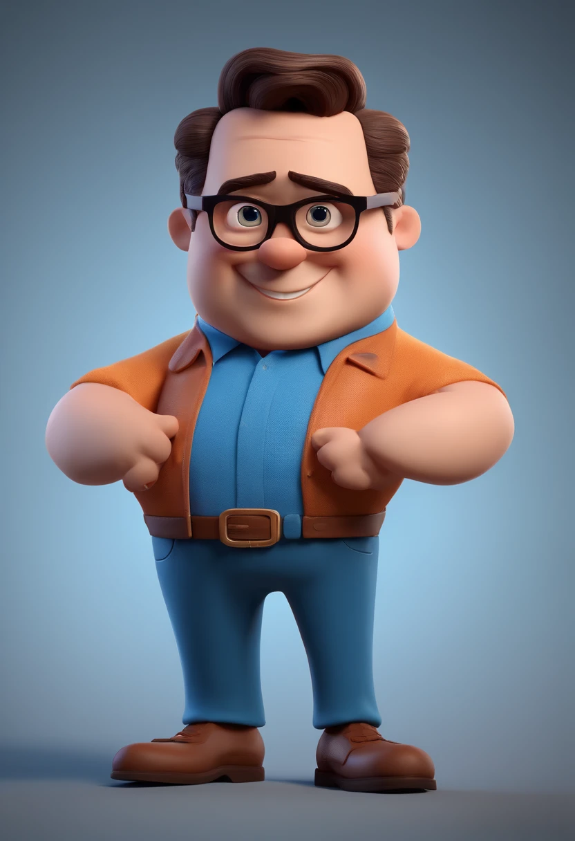 Cartoon character of a man with black glasses and a blue shirt, animation character, Caractere estilizado, animation style rendering, 3D estilizado, Arnold Maya render, 3 d render stylized, toon render keyshot, Personagem 3D, Personagem 3D, 3d rendering stylized, 3 d character render, personagem de desenho animado, Personagem de close up, Pose de personagem, (Estilo Pixar) (master part:1.2) (Bokeh) (best quality) (pele detalhada) (textura detalhada) (8k) (argila) (Cinematic lighting) (foco nítido