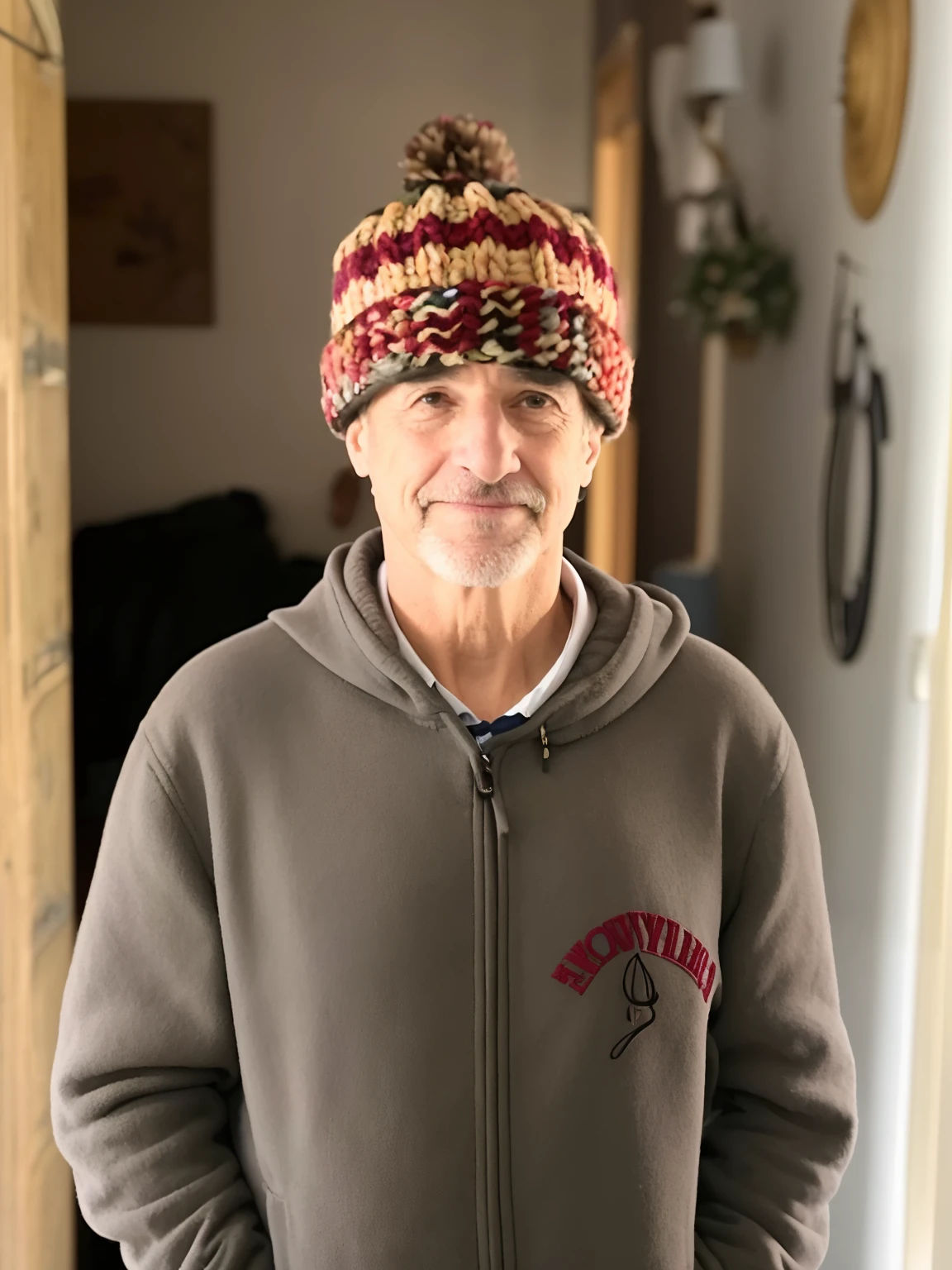 Man in hat and jacket standing in a room, knit hat, wearing wool hat, taken in the early 2020s, foto de perfil, por Phyllis Bone, Directed by: Steve Brodner, foto do perfil, Foto de corpo inteiro de Steve, foto de perfil, assunto completo mostrado na foto, imagem de perfil
