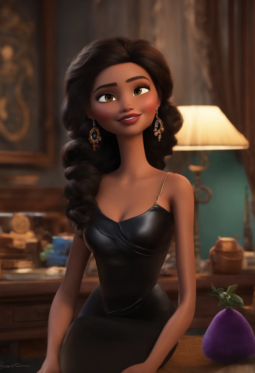 A Dream Entrepeutneur Inspired by Pixar Animation, de perto. The character takes center stage with captivating facial expressions, oferecendo um toque de irrealidade, negro, cabelo crespo curto, relogio, roupa casual elegante