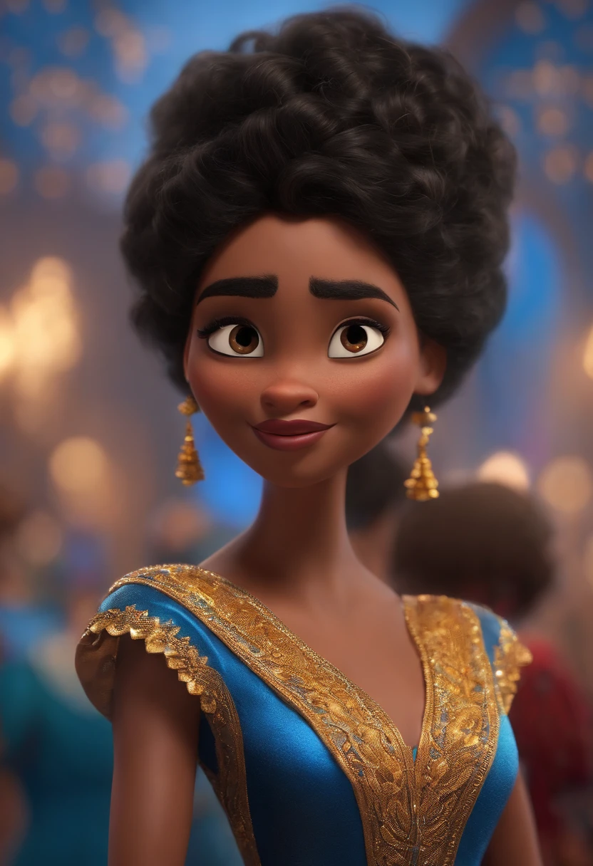 A Dream Entrepeutneur Inspired by Pixar Animation, de perto. The character takes center stage with captivating facial expressions, oferecendo um toque de irrealidade, ?????, cabelo crespo curto, relogio, roupa casual elegante