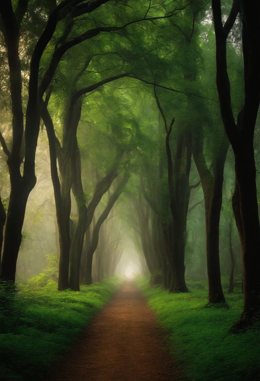 Create an image of a grove with tall trees, riachos, com duas s de 10 anos, uma de cabelo preto e outra loira nas laterais da capa olhando para a floresta.