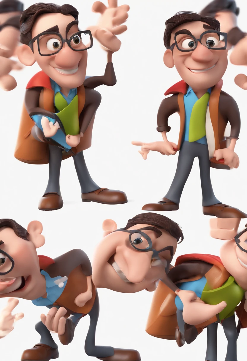 Cartoon character of a man with black glasses and a blue shirt, animation character, Caractere estilizado, animation style rendering, 3D estilizado, Arnold Maya render, 3 d render stylized, toon render keyshot, Personagem 3D, Personagem 3D, 3d rendering stylized, 3 d character render, personagem de desenho animado, Personagem de close up, Pose de personagem,  (Estilo Pixar) (master part:1.2) (Bokeh) (best quality) (pele detalhada) (textura detalhada) (8k) (argila) (Cinematic lighting) (foco nítido