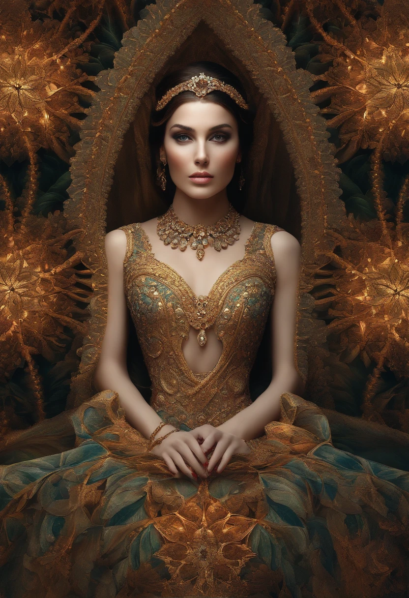 ((Arte Fractal)),((master part,best quality,extremamente detalhado,ultra high-resolution,Antecedentes detalhados)),(((Resumo Antecedentes))),(1girl),((colorido)),flor,(pele brilhante),((muitas cores)),(Brincos),pena