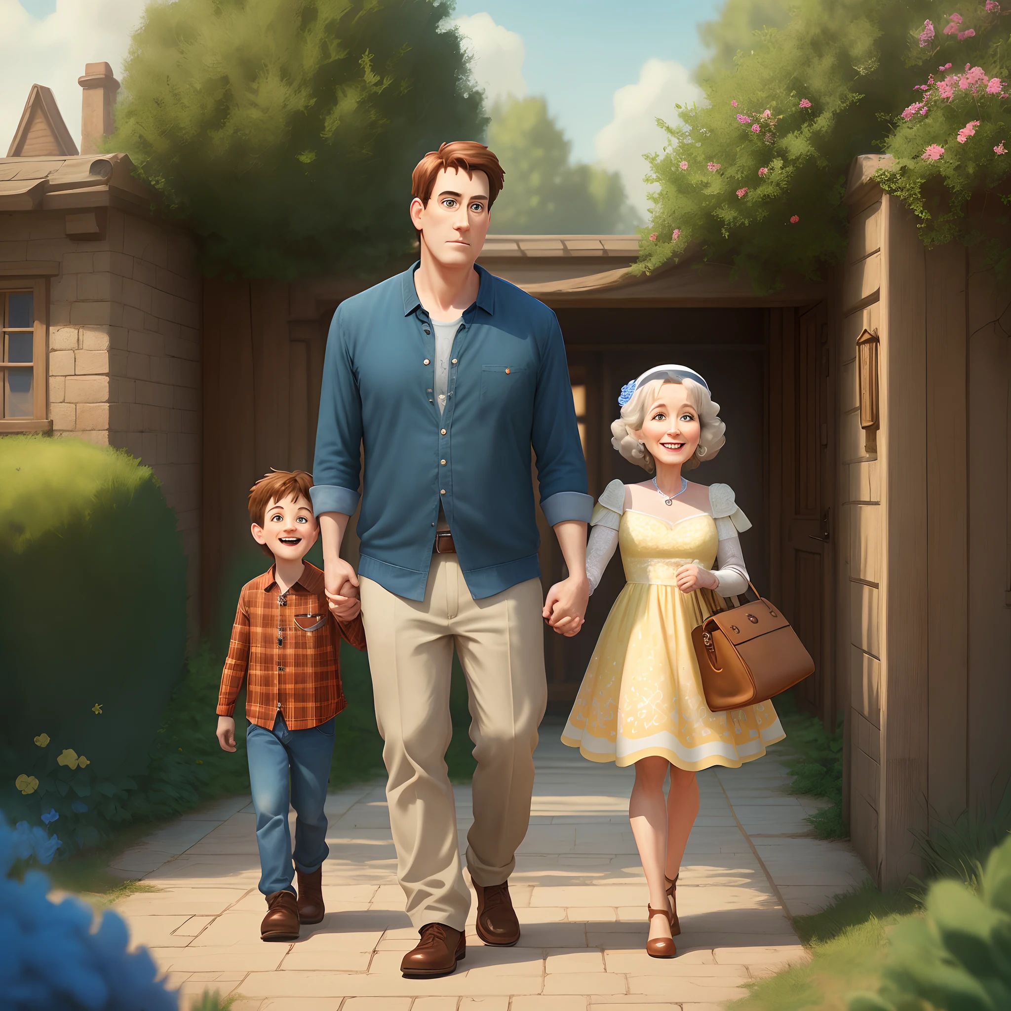 Father, mother and son, style, enchanted life, Disney Pixar