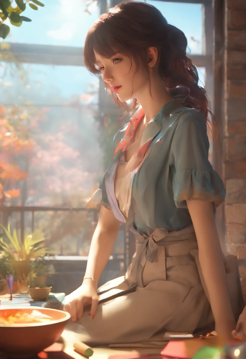 (master part), anime, best quality,(fotografia_(medium):1.0), Directed by: Antonio J. Manzanedo, Directed by: Jeremy Lipking, lightnings, Em uma paisagem surreal, estilo de pintura com aquarela, Derrame, olhos negros,colorido,cores vibrantes,1girl